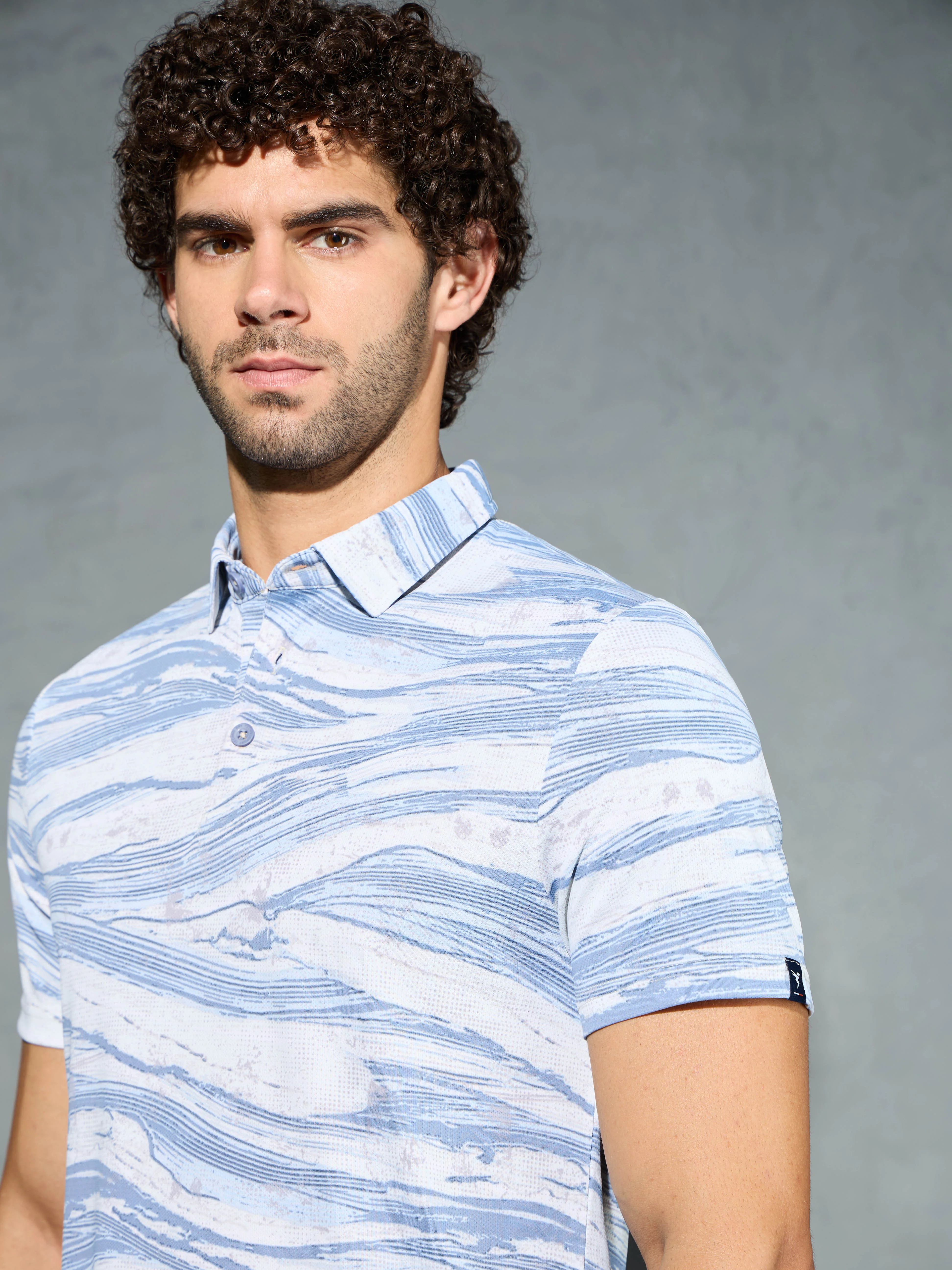 Men Printed Slim Fit Polo T-shirt with TECHNOCOOL+ - Image 6
