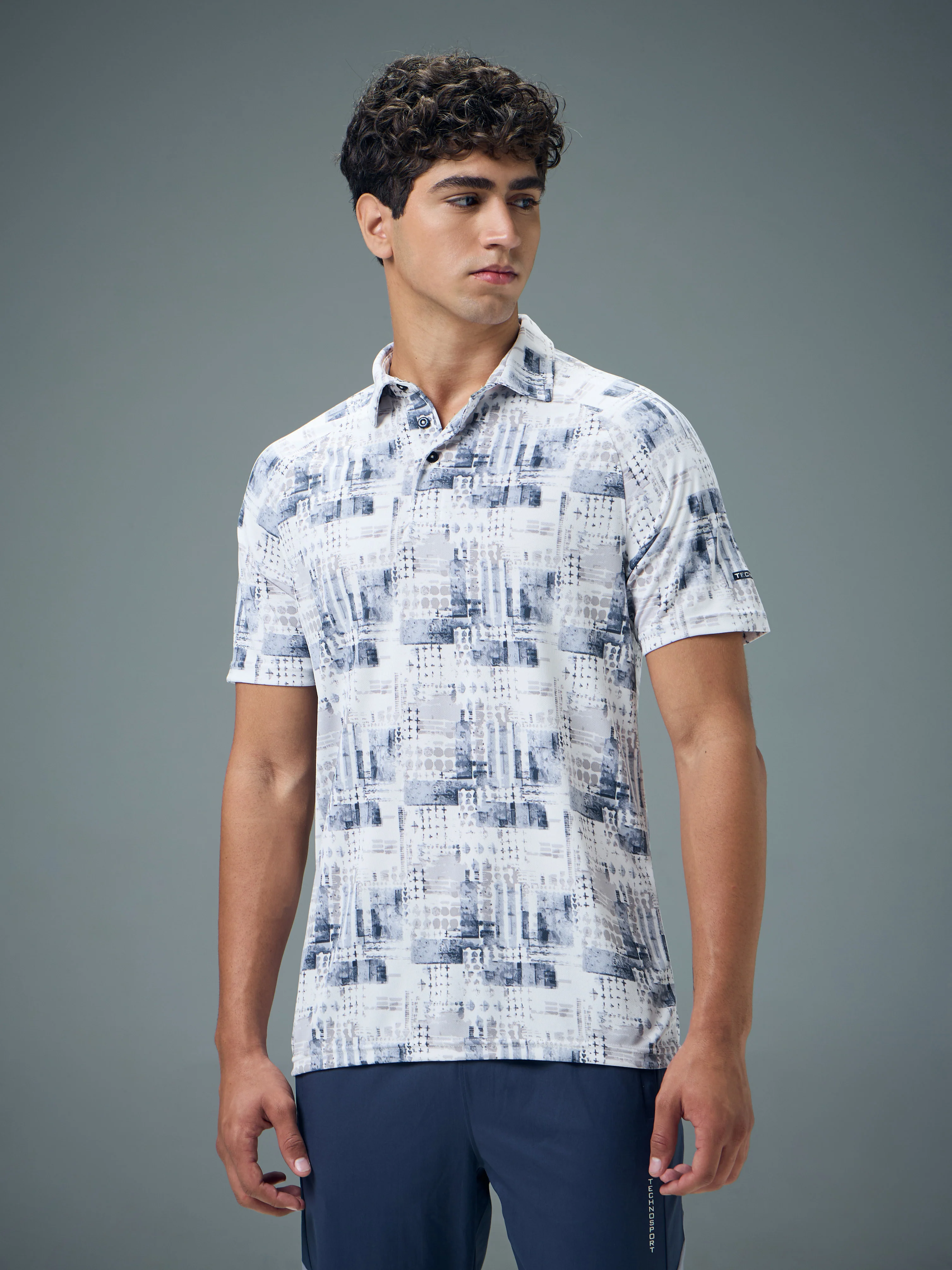 Men Printed Slim Fit Polo T-shirt with TECHNOCOOL+ - Image 2