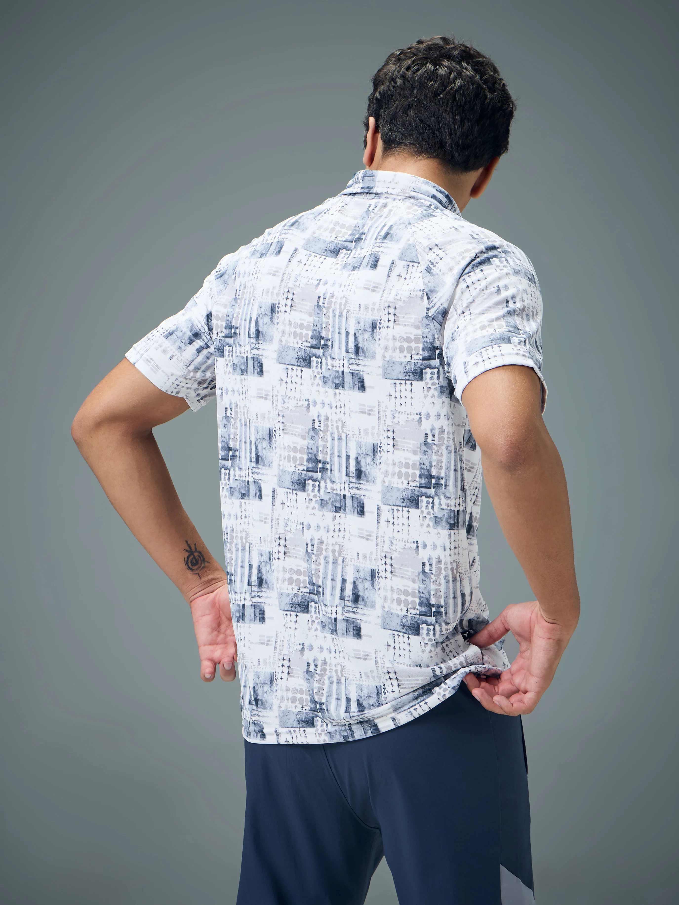 Men Printed Slim Fit Polo T-shirt with TECHNOCOOL+ - Image 3