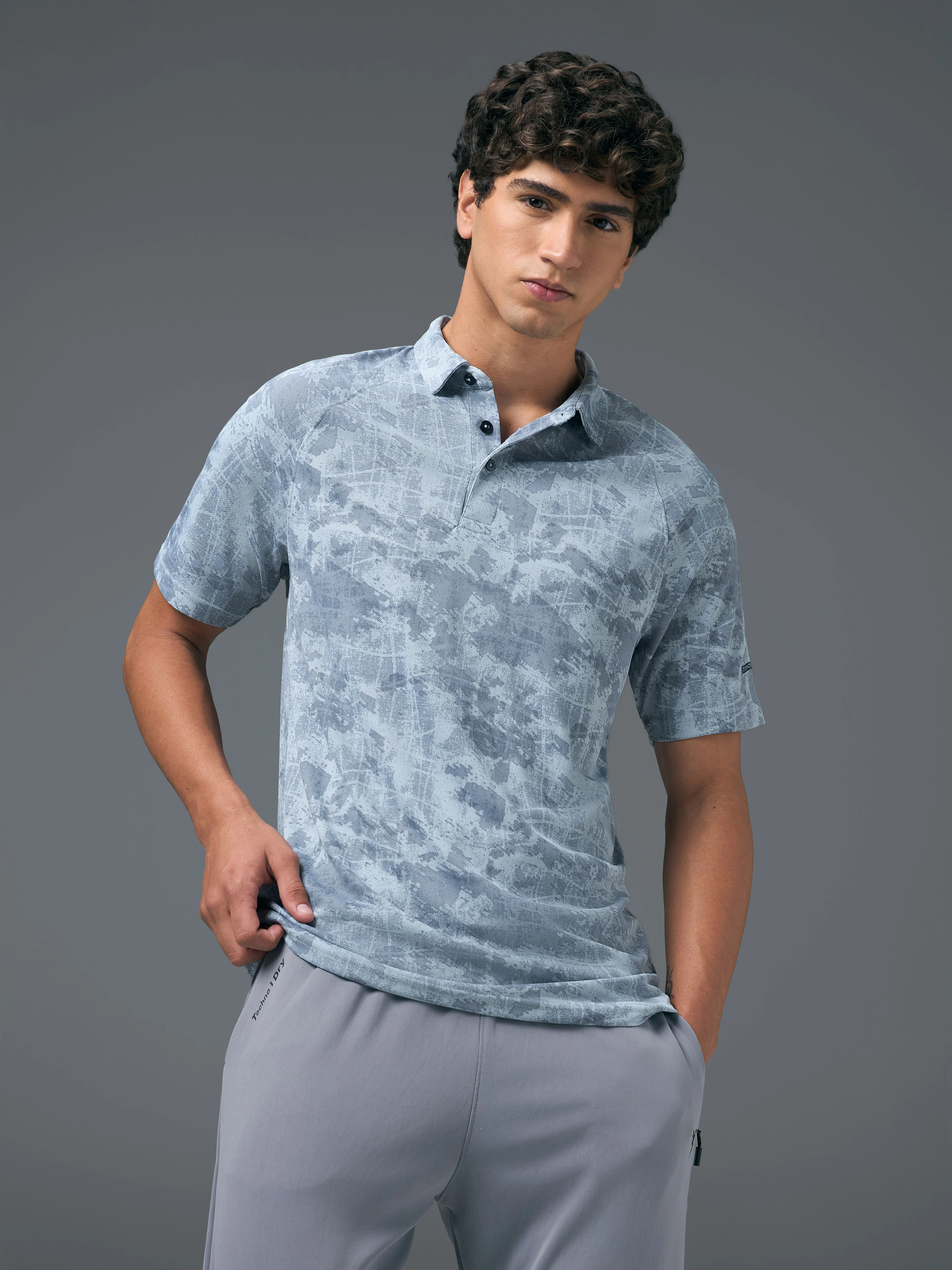 Men Printed Slim Fit Polo T-shirt with TECHNOCOOL+ - Image 2
