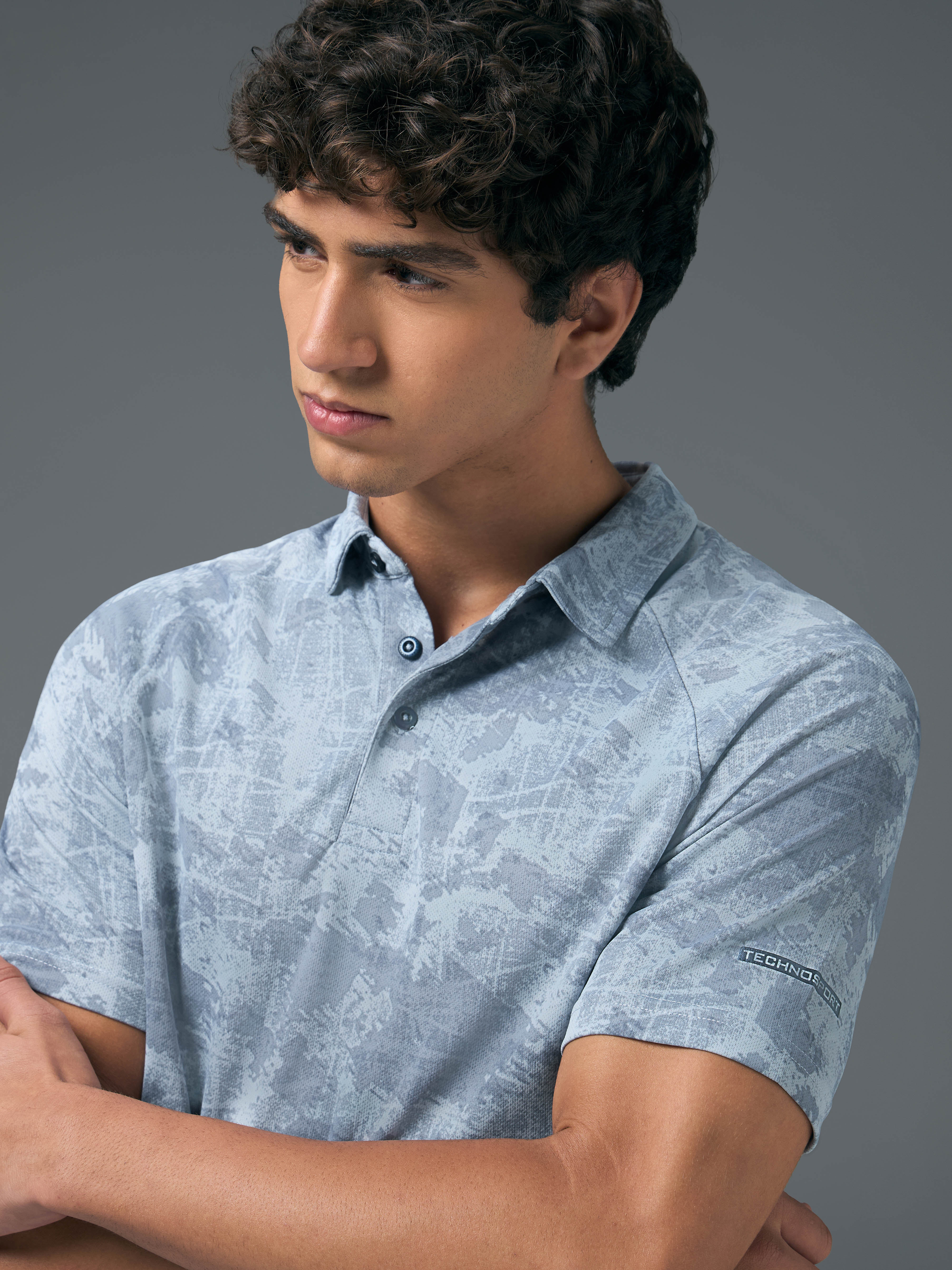 Men Printed Slim Fit Polo T-shirt with TECHNOCOOL+ - Image 5