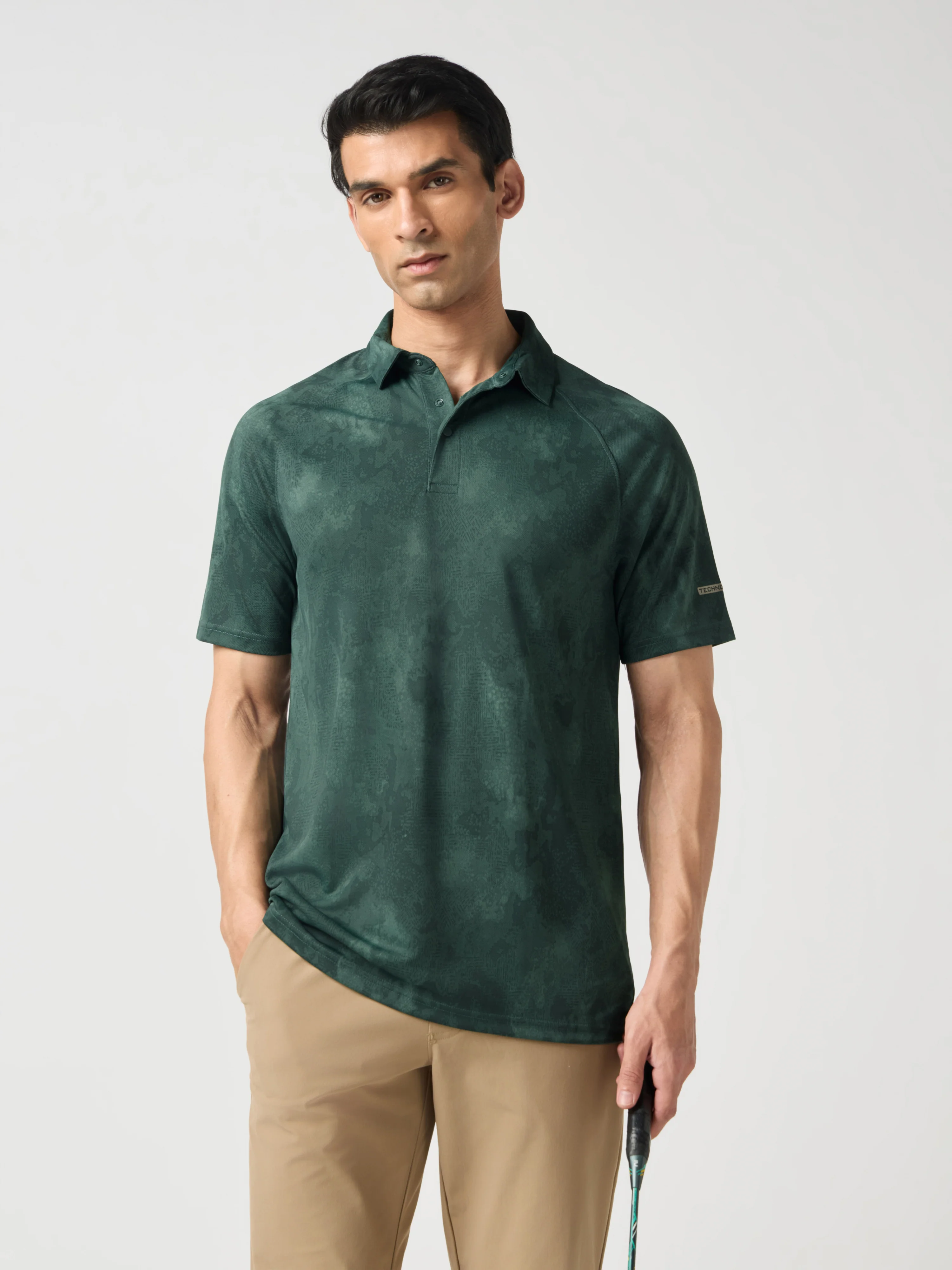 Men Printed Slim Fit Polo T-shirt with TECHNOCOOL+