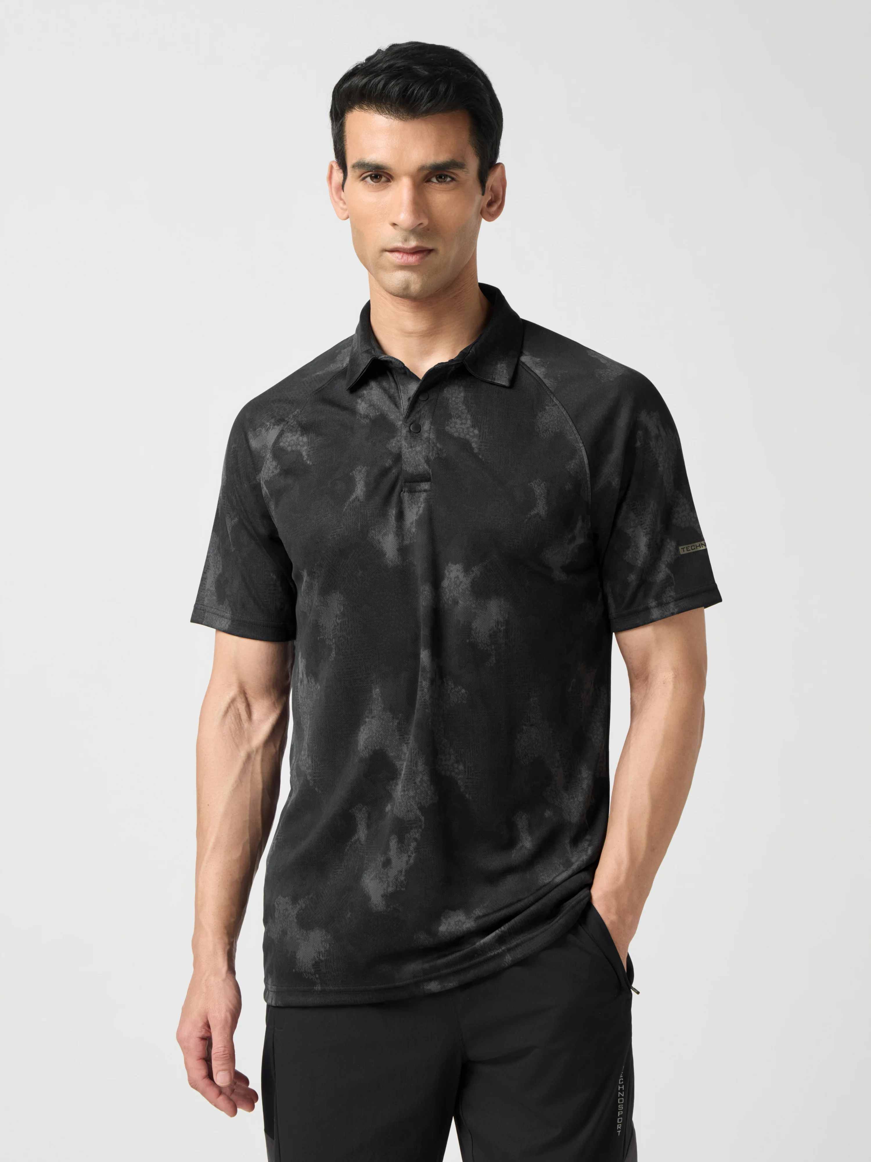 Men Printed Slim Fit Polo T-shirt with TECHNOCOOL+ - Image 2