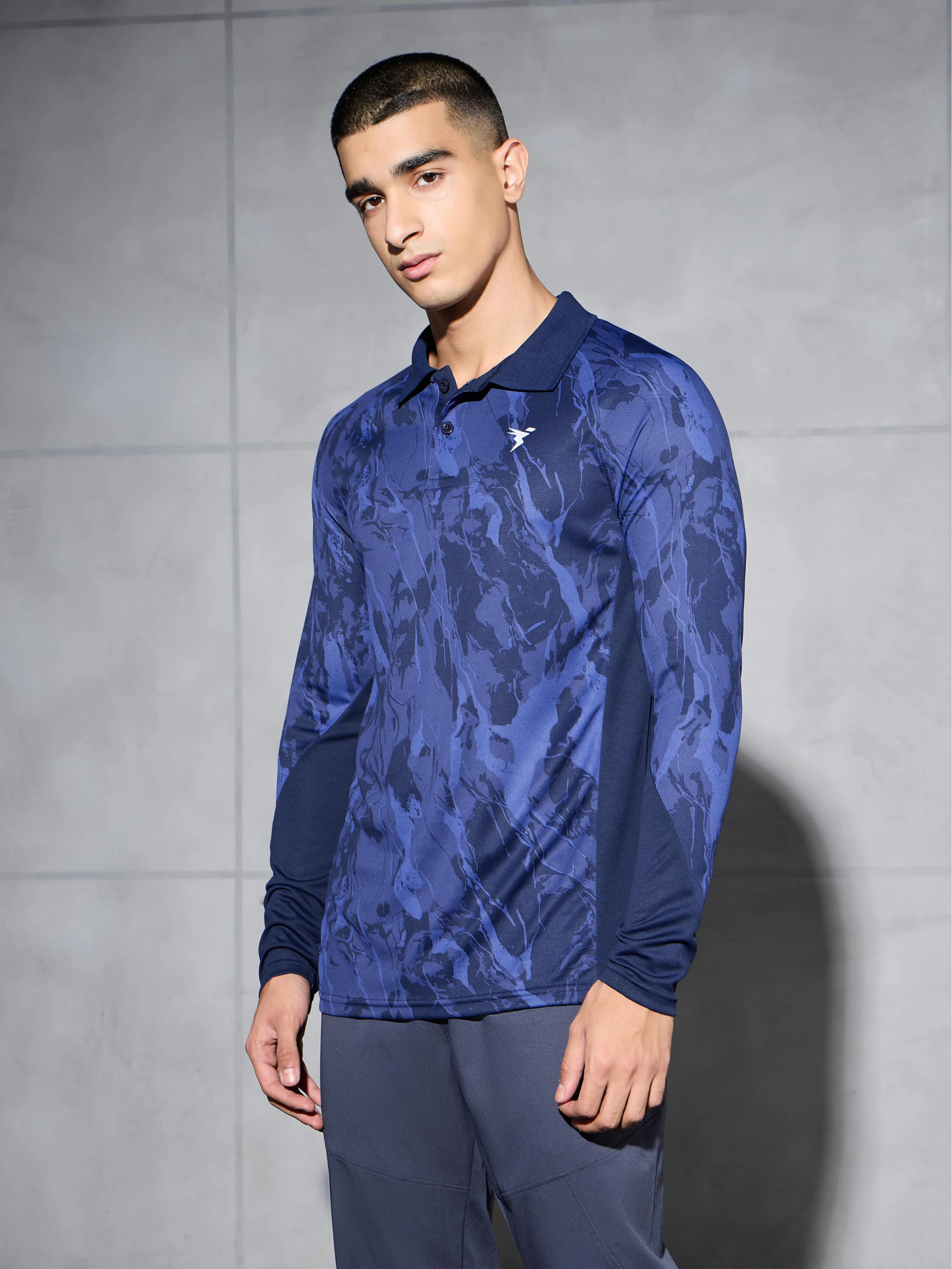 Men Printed Slim Fit Polo Sports T-shirt with TECHNOCOOL+ - Image 2