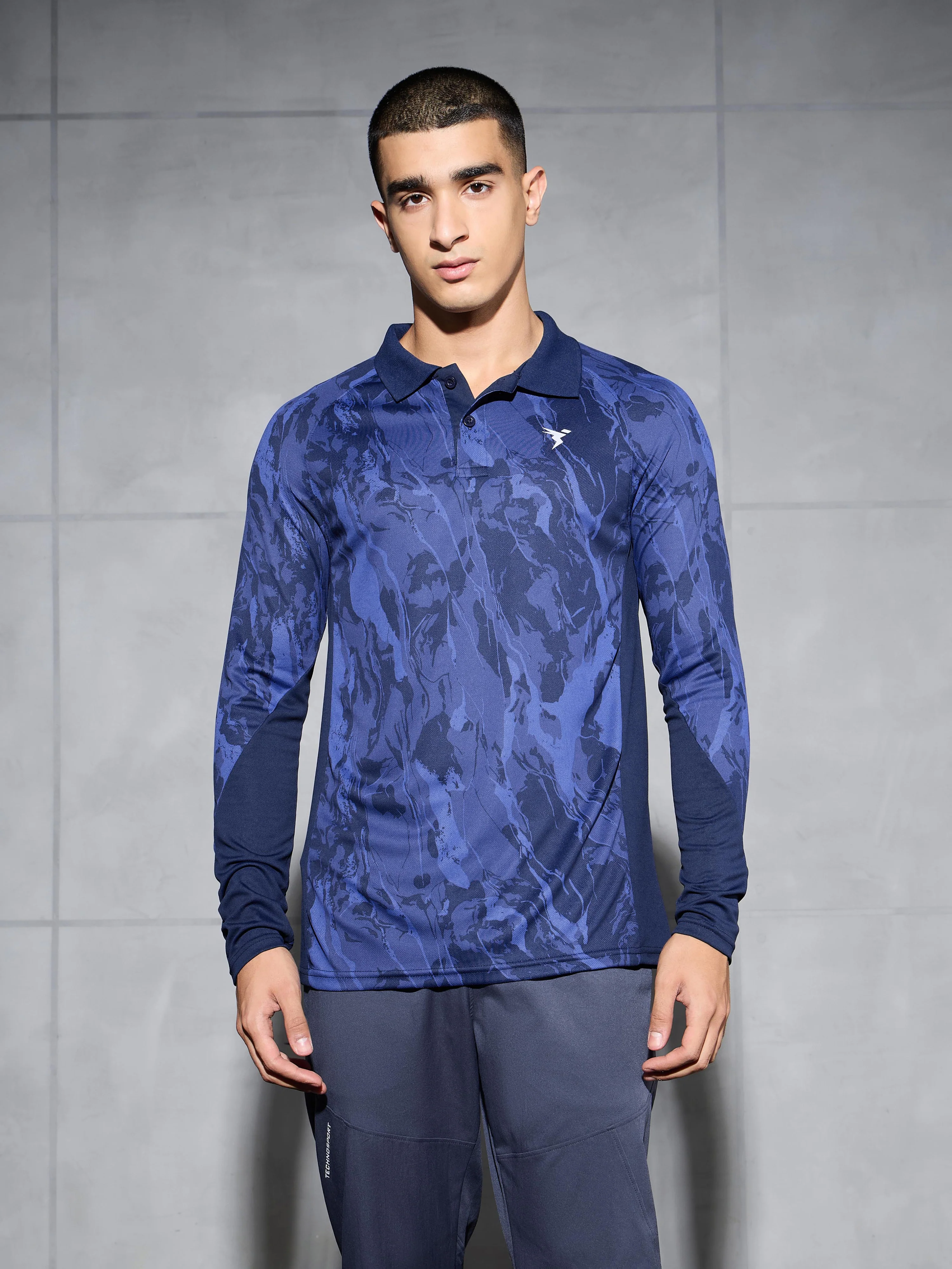 Men Printed Slim Fit Polo Sports T-shirt with TECHNOCOOL+ - Image 3