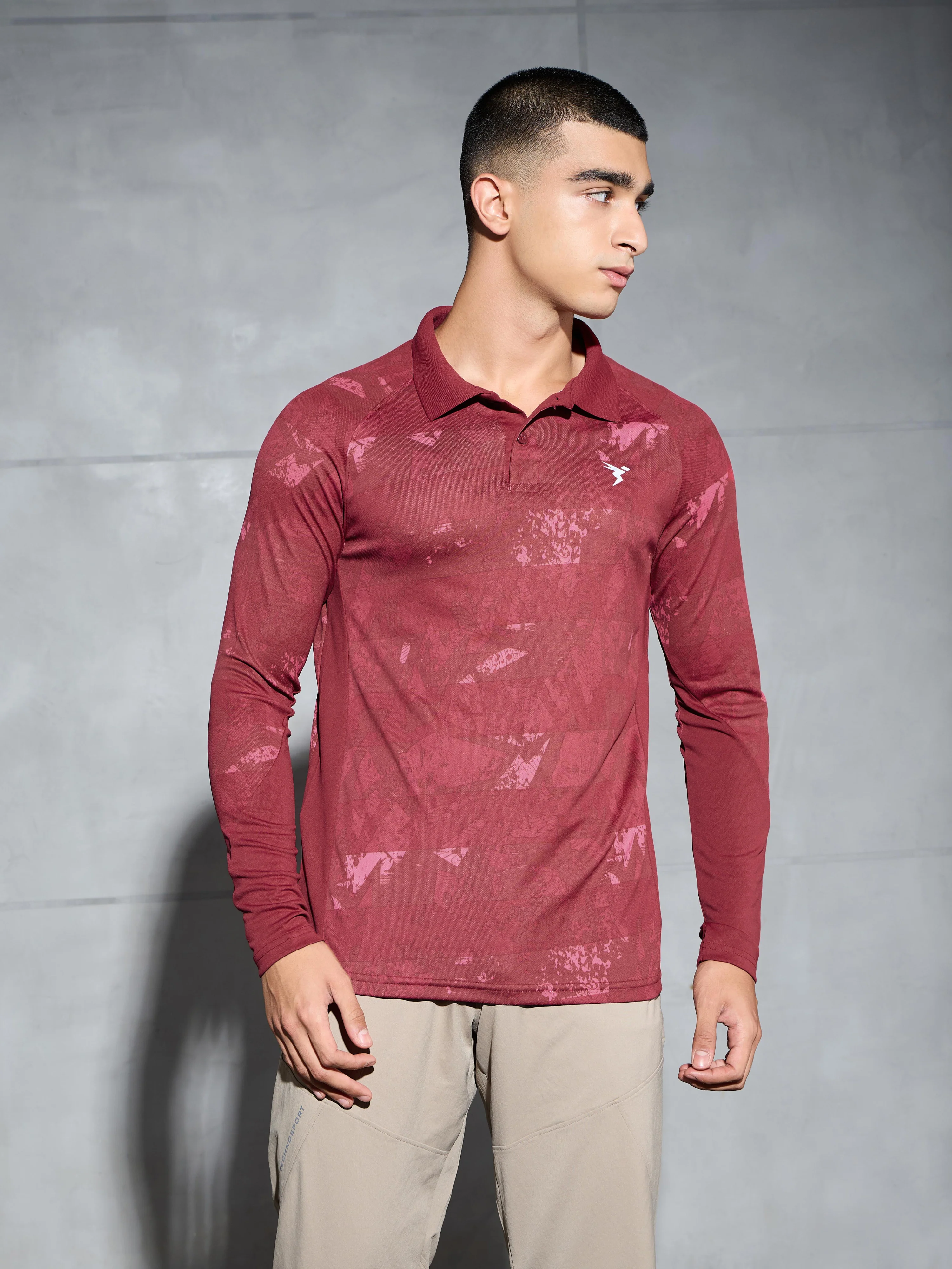 Men Printed Slim Fit Polo Sports T-shirt with TECHNOCOOL+ - Image 2