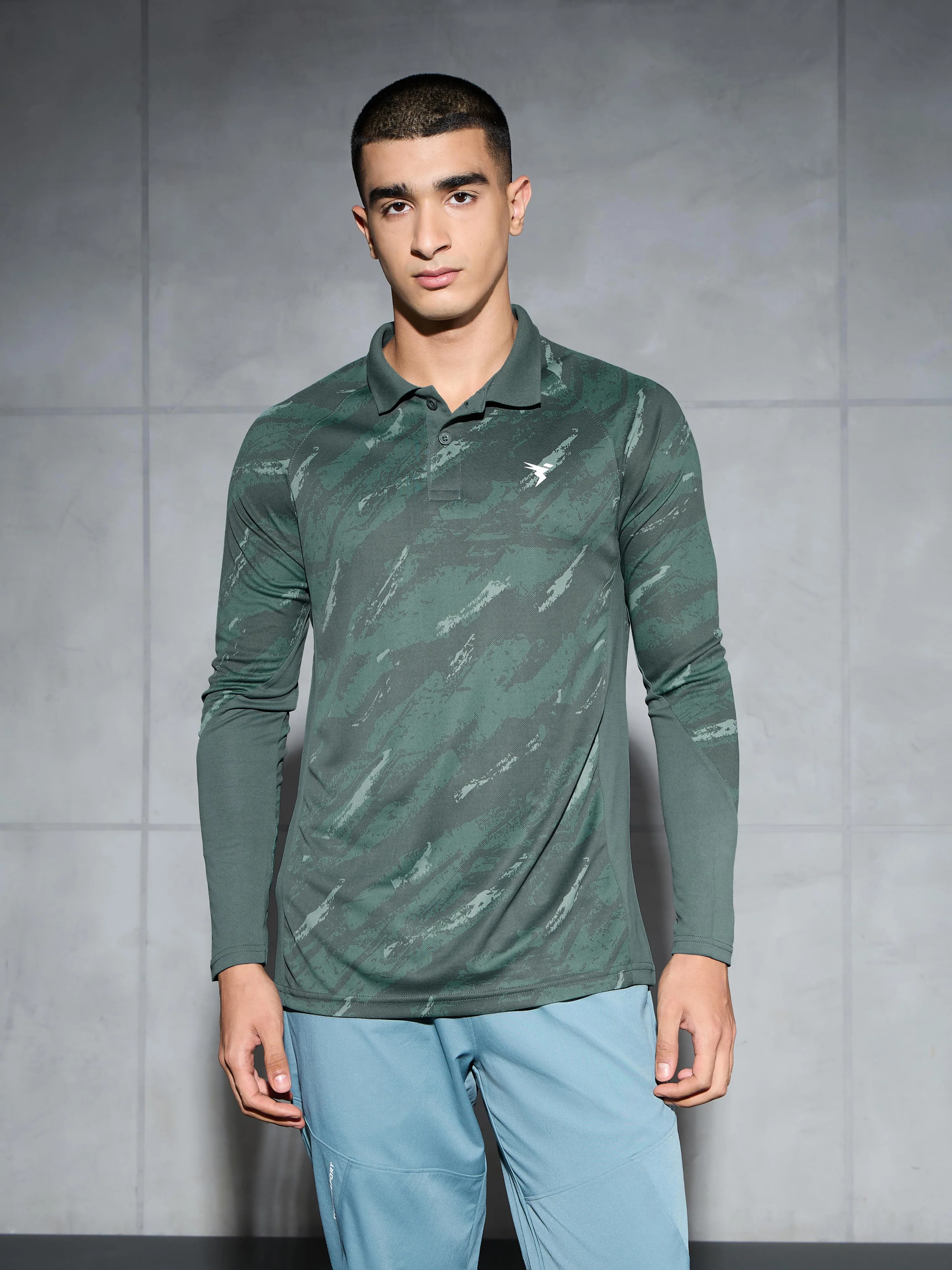 Men Printed Slim Fit Polo Sports T-shirt with TECHNOCOOL+ - Image 2