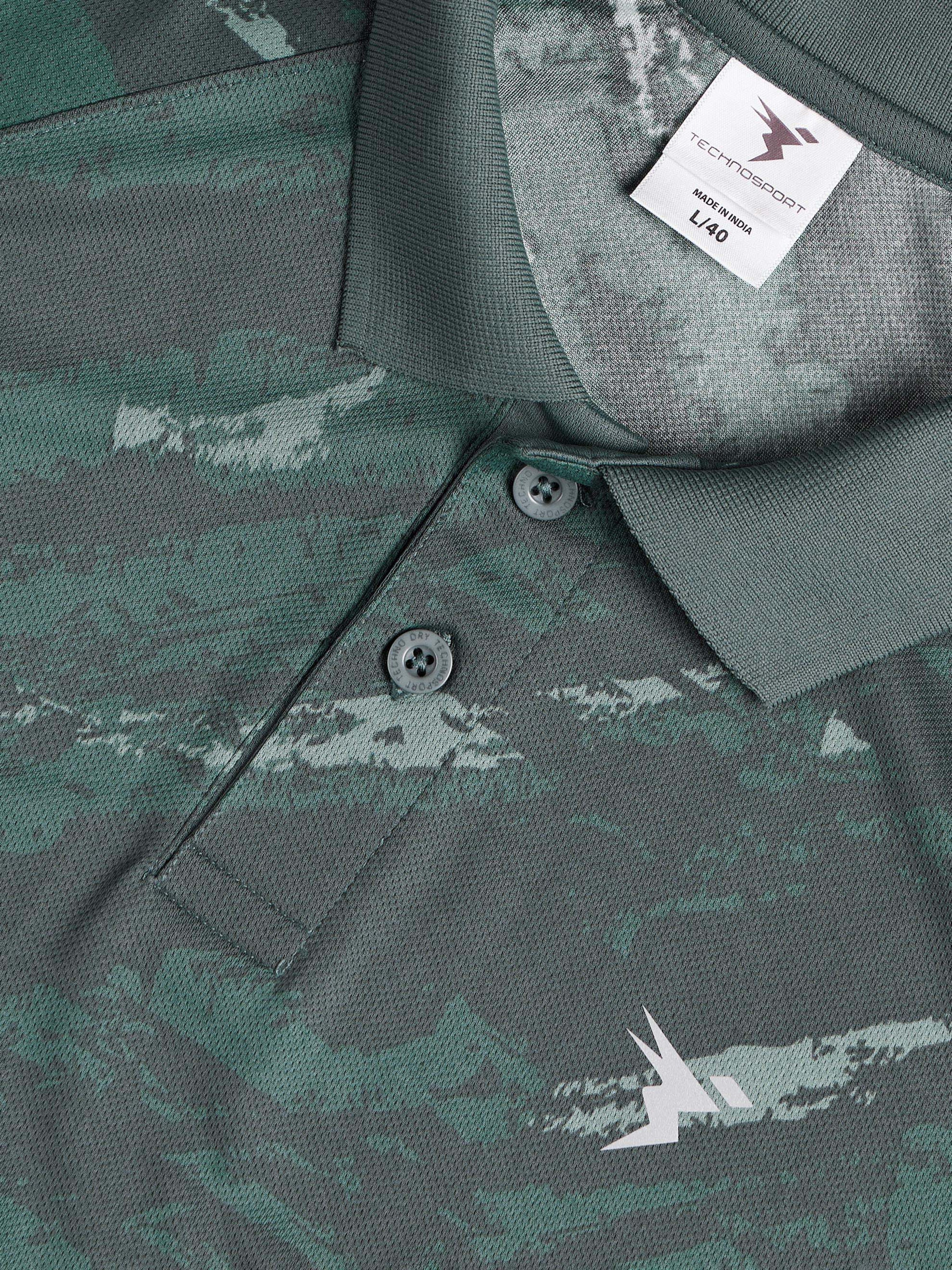 Men Printed Slim Fit Polo Sports T-shirt with TECHNOCOOL+ - Image 7