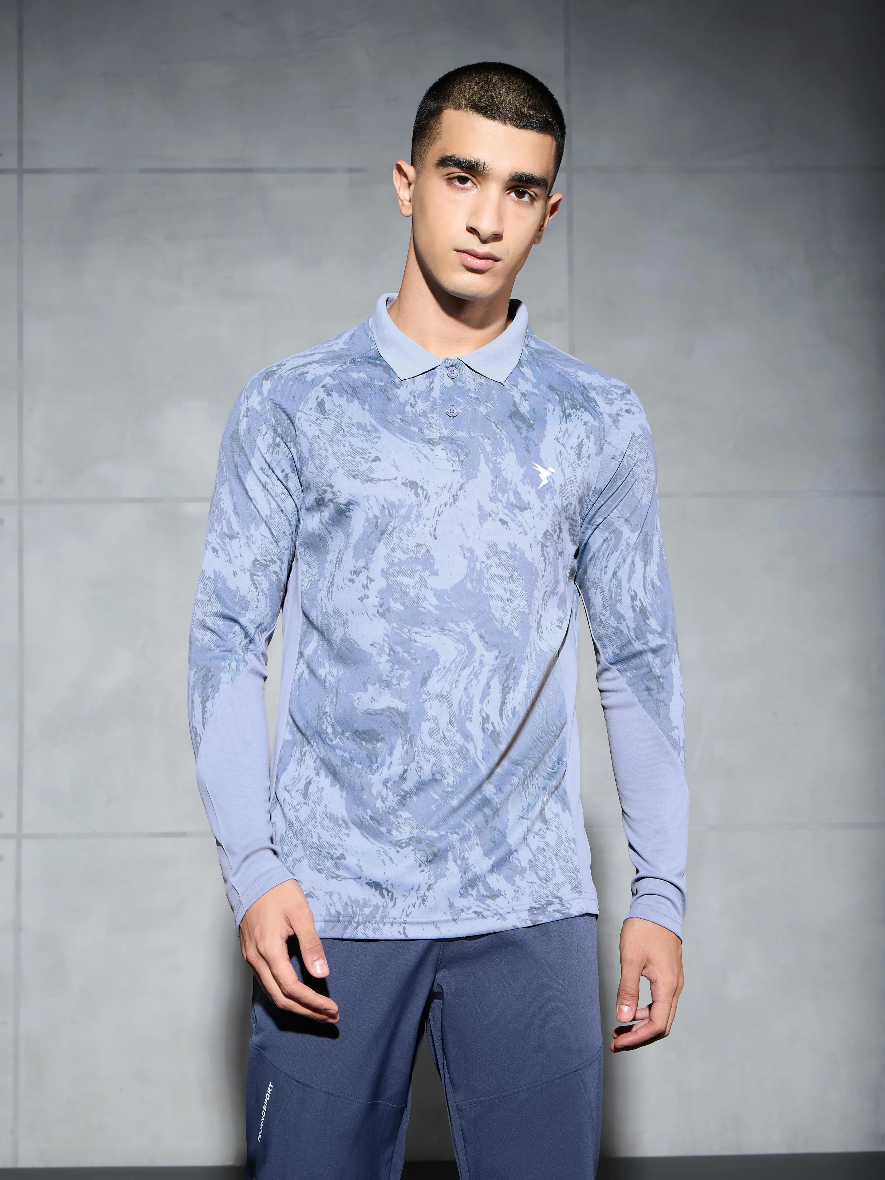 Men Printed Slim Fit Polo Sports T-shirt with TECHNOCOOL+ - Image 2