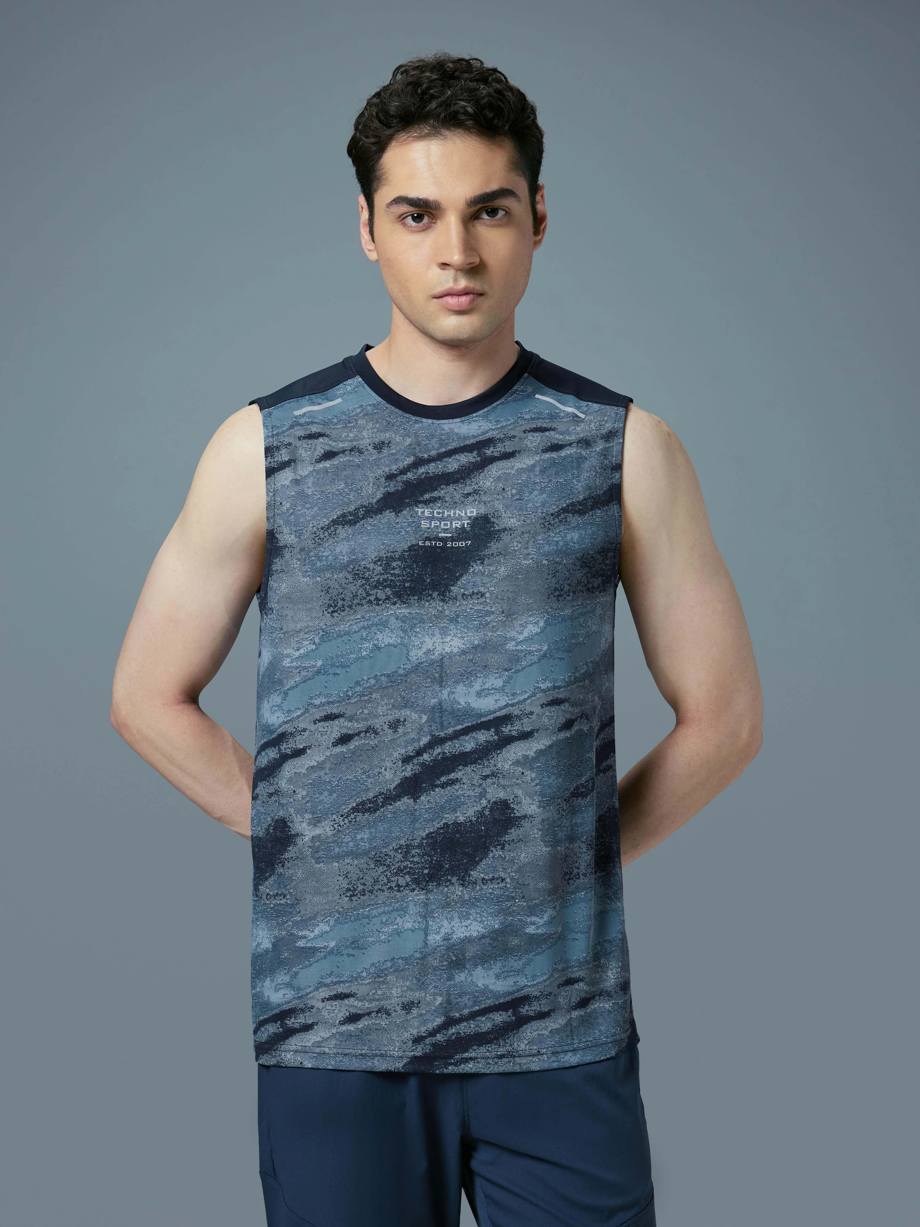Men Printed Slim Fit Round Neck Innerwear Vest with TECHNOCOOL+ - Image 2