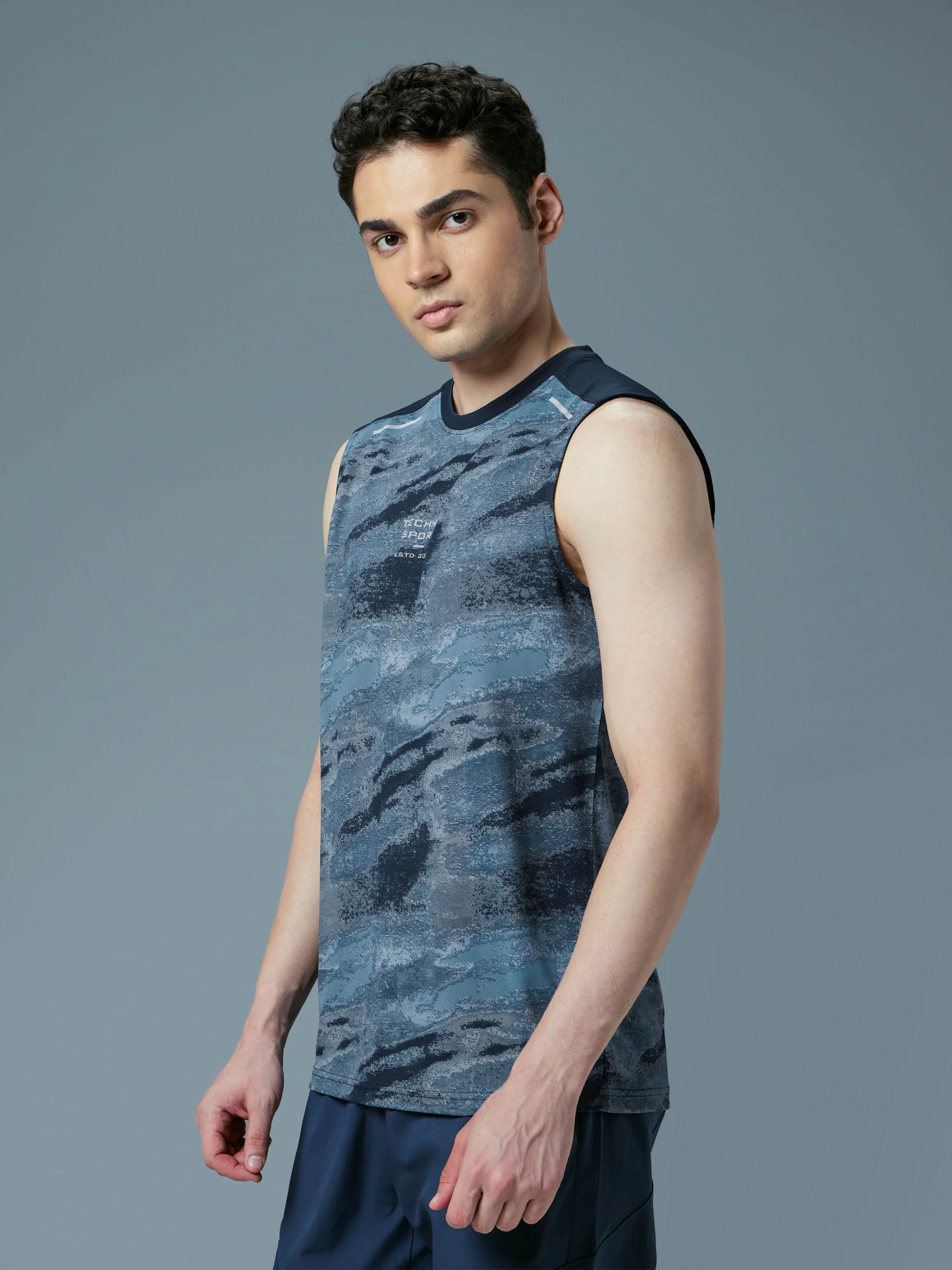 Men Printed Slim Fit Round Neck Innerwear Vest with TECHNOCOOL+ - Image 4