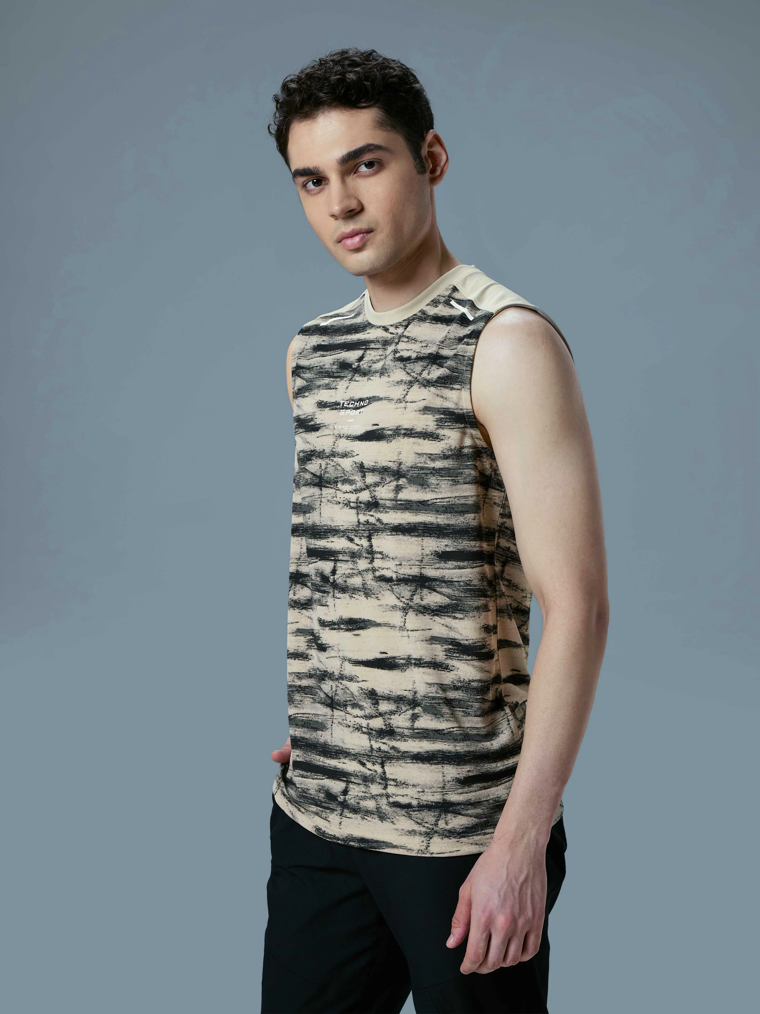 Men Printed Slim Fit Round Neck Innerwear Vest with TECHNOCOOL+ - Image 3