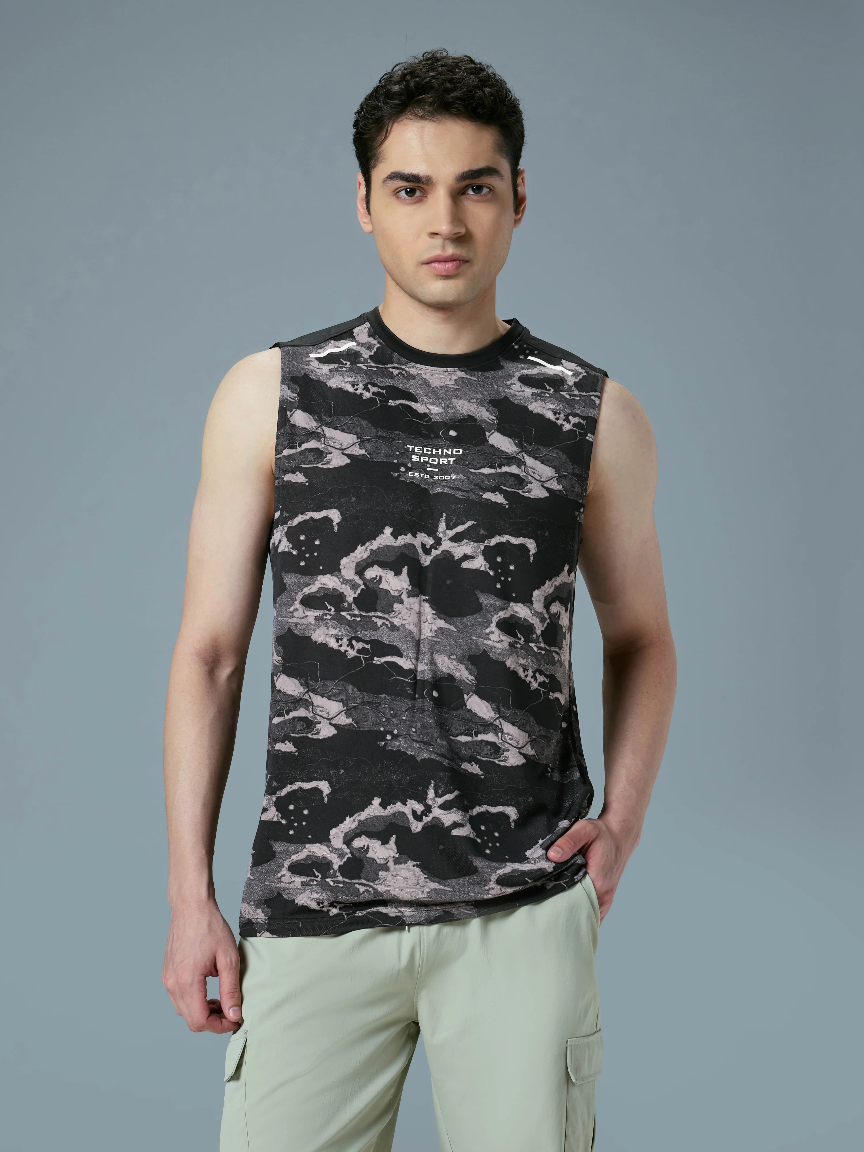 Men Printed Slim Fit Round Neck Innerwear Vest with TECHNOCOOL+ - Image 2