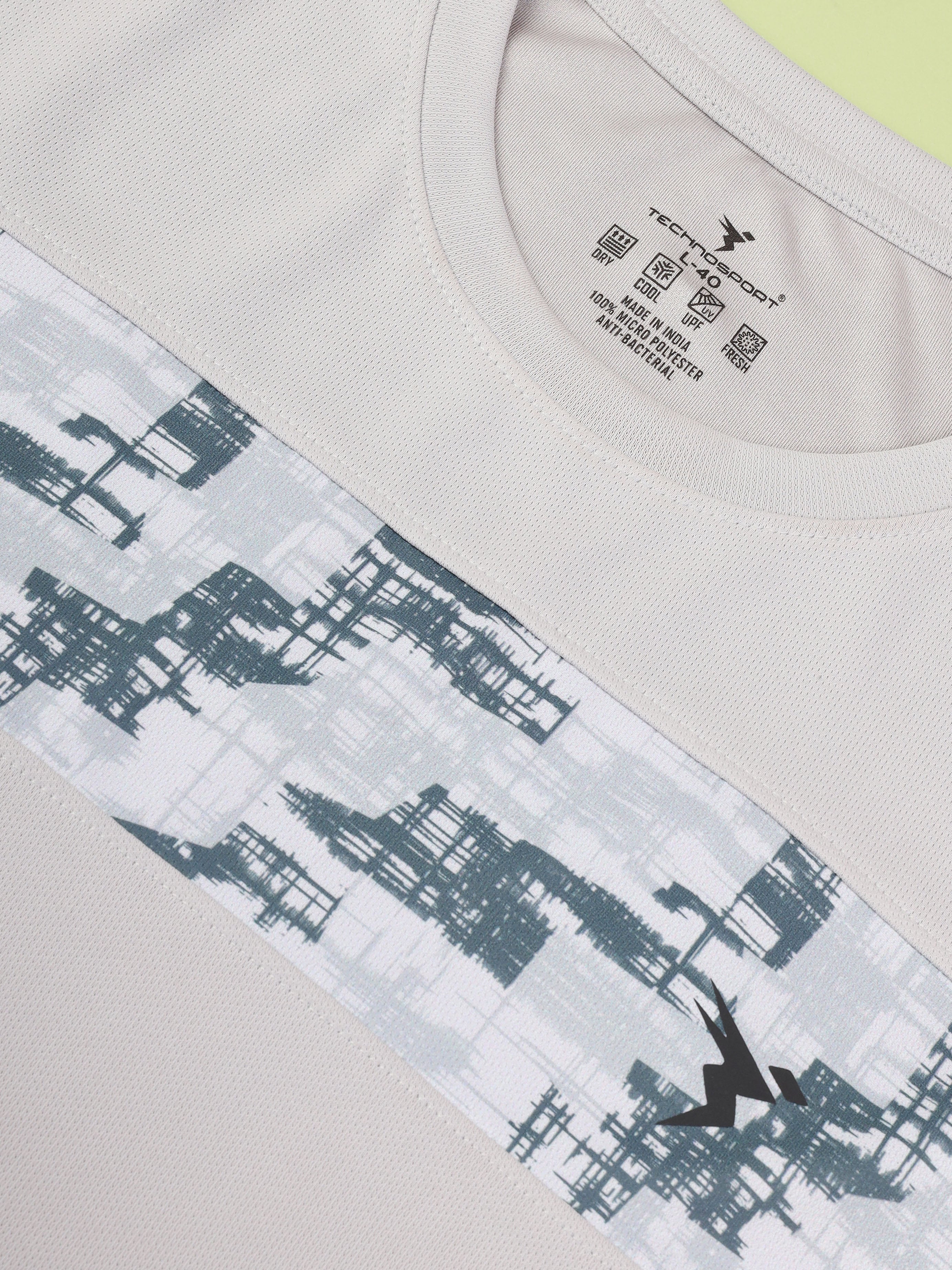 Men Printed Slim Fit Round Neck Sports T-shirt with TECHNO COOL+ - Image 6
