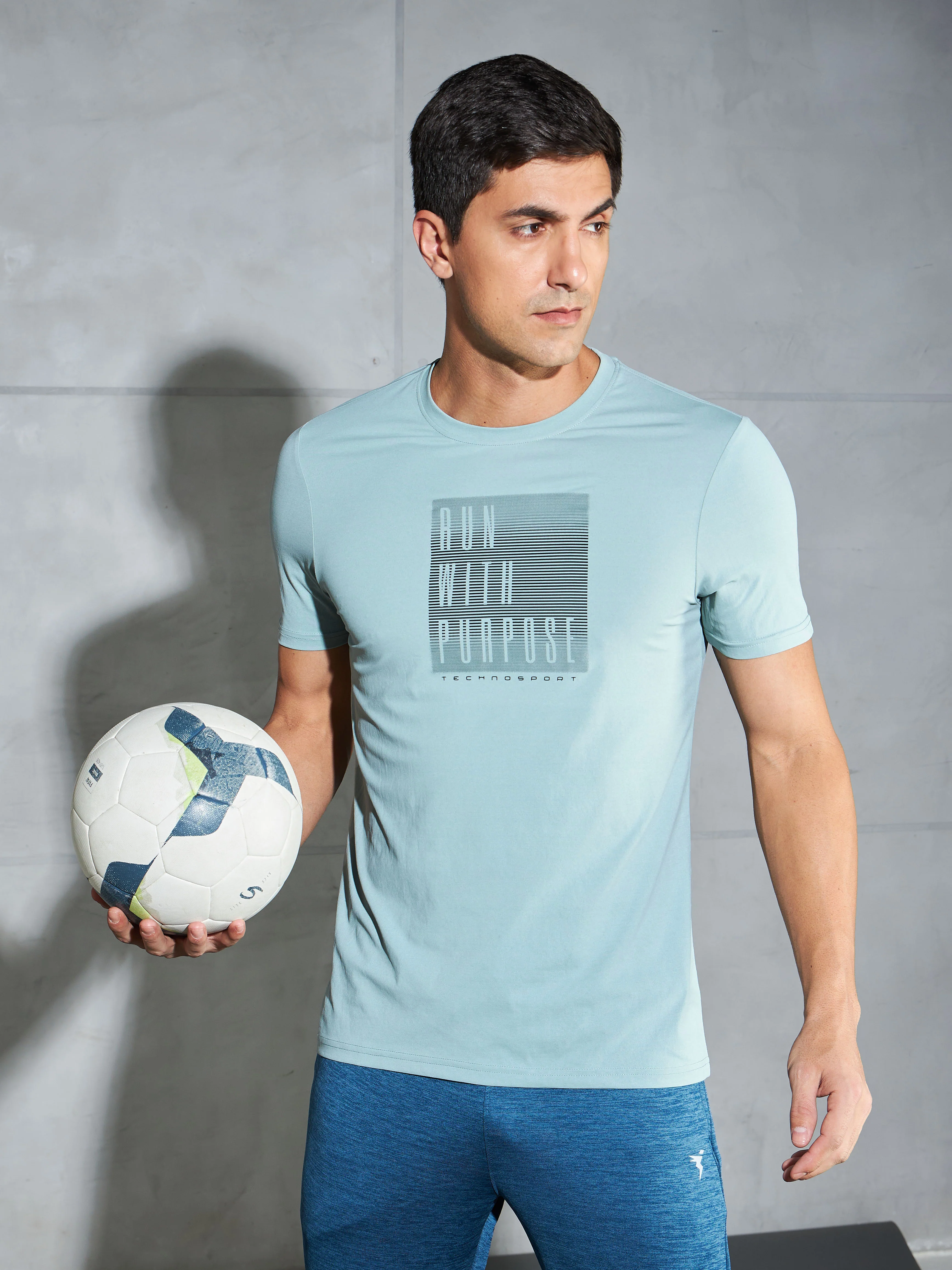 Men Printed Slim Fit Round Neck T-shirt with COTFLEX