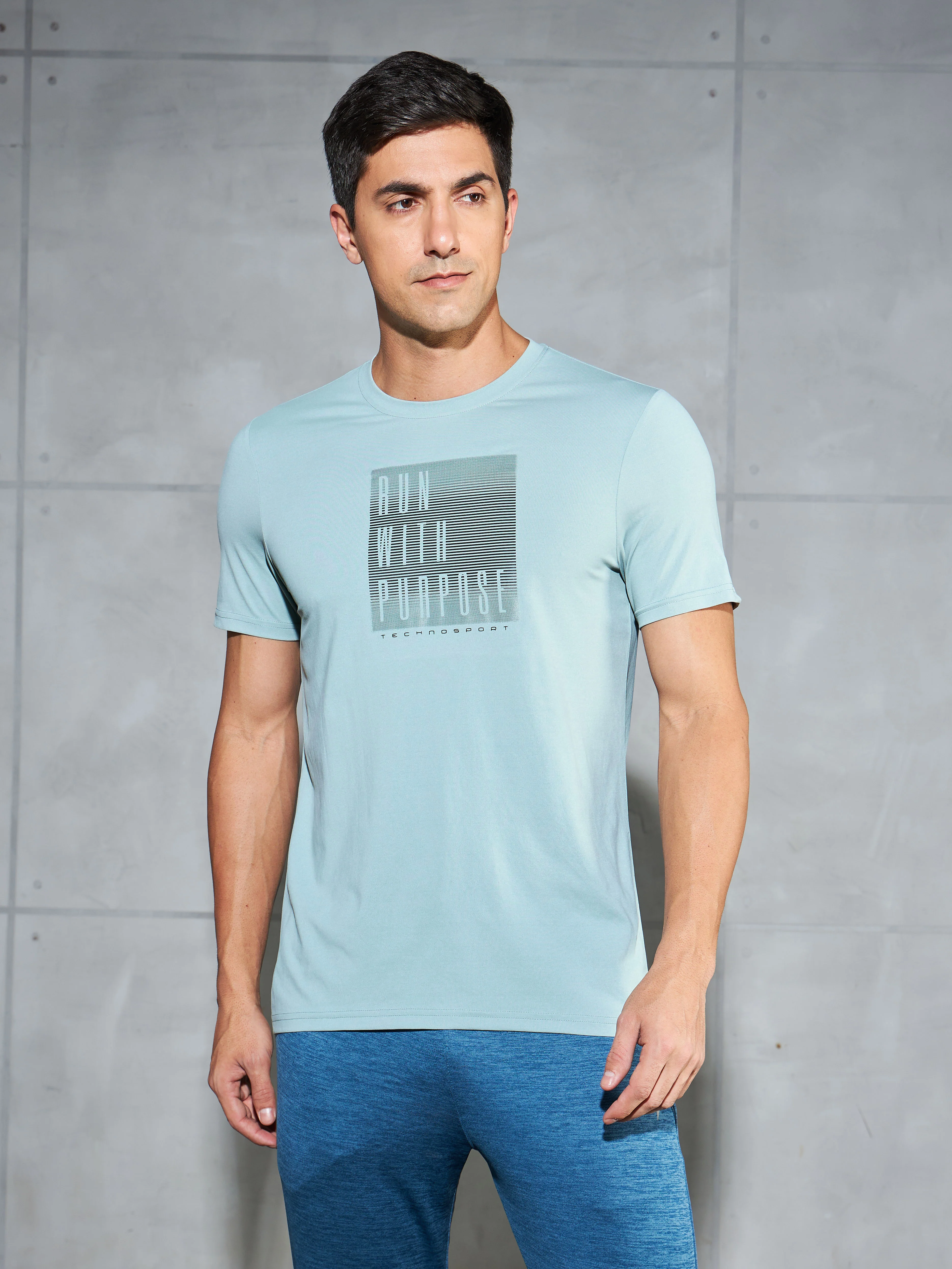 Men Printed Slim Fit Round Neck T-shirt with COTFLEX - Image 2