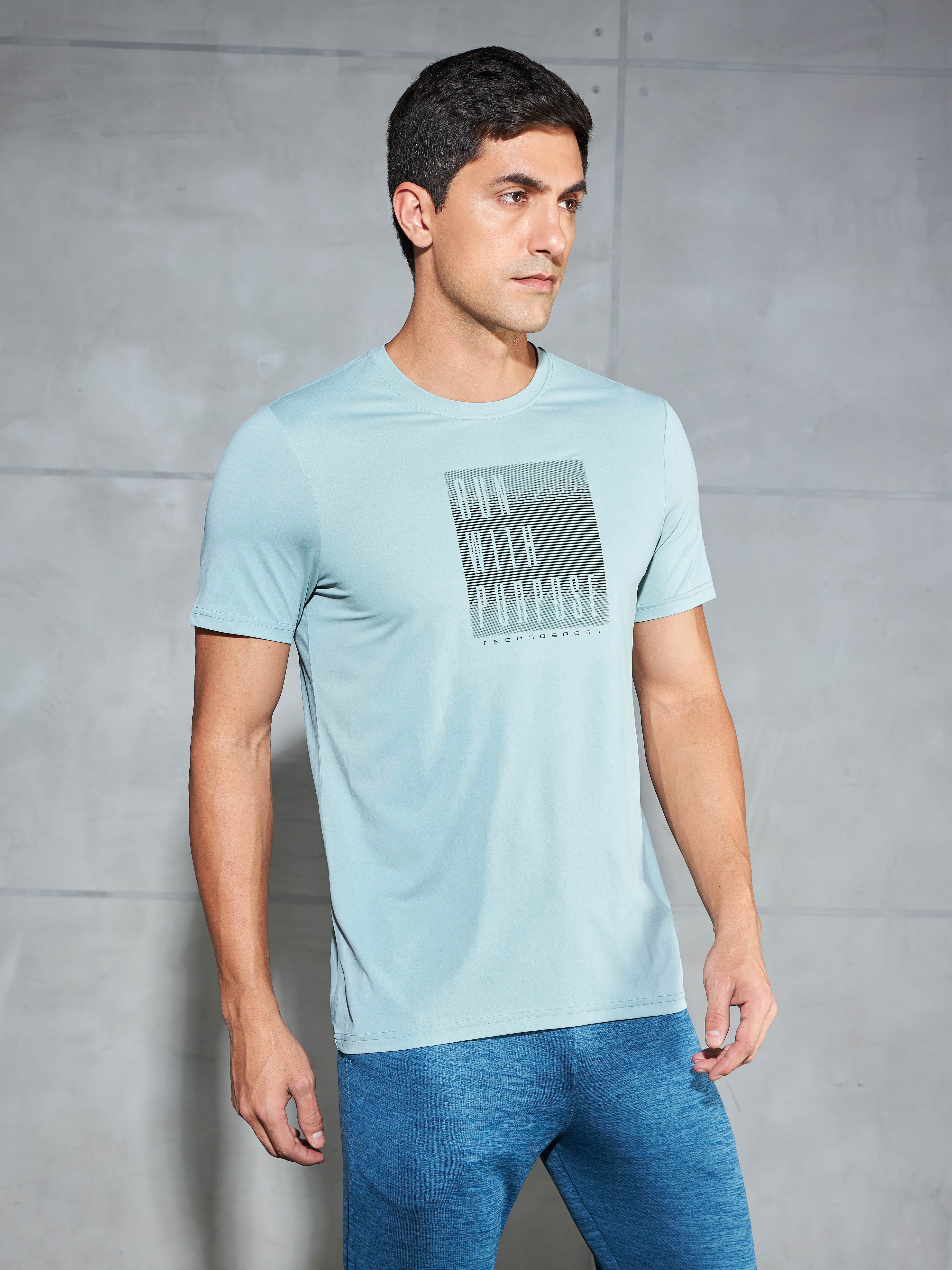 Men Printed Slim Fit Round Neck T-shirt with COTFLEX - Image 4