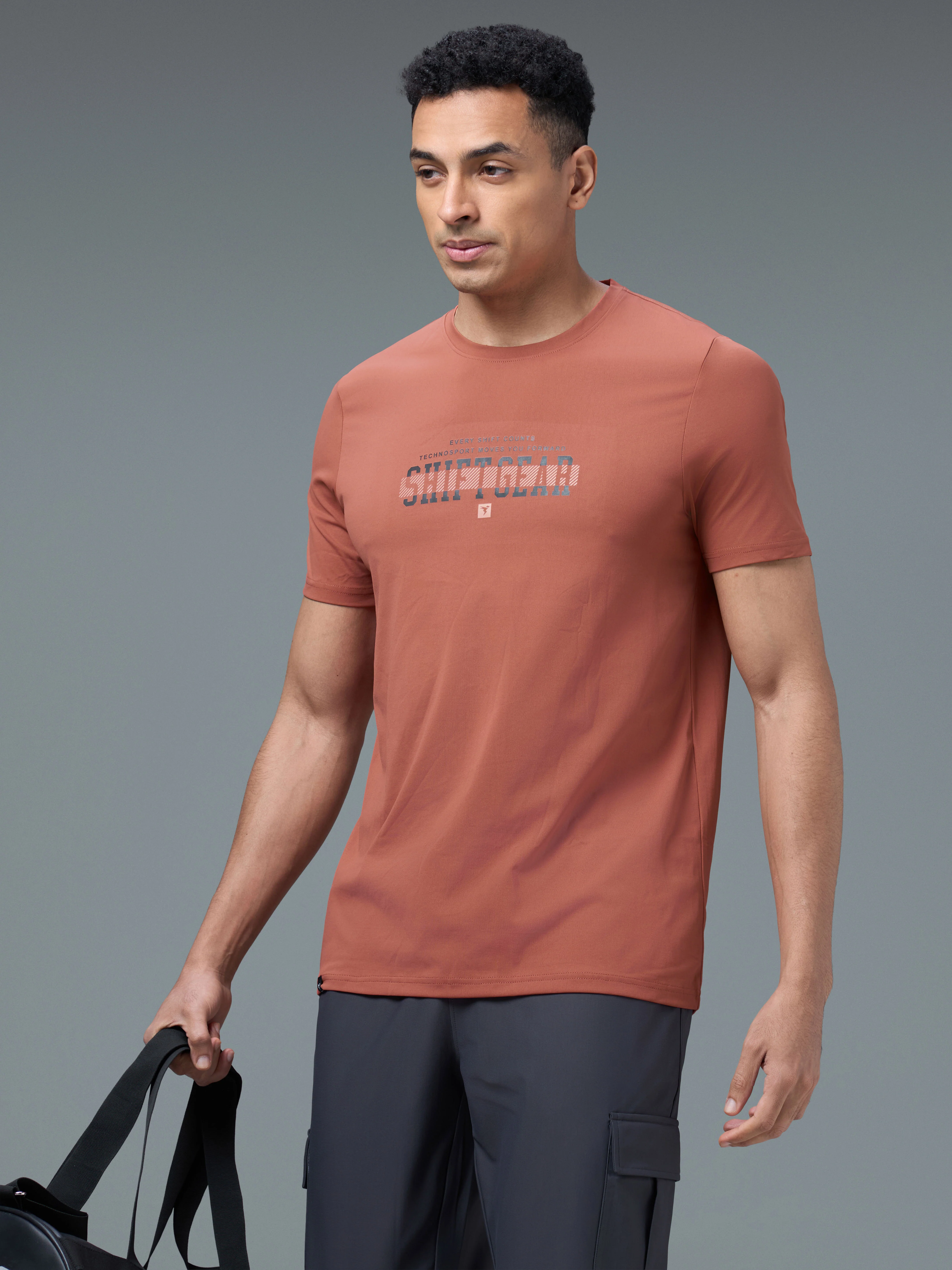 Men Printed Slim Fit Round Neck T-shirt with COTFLEX