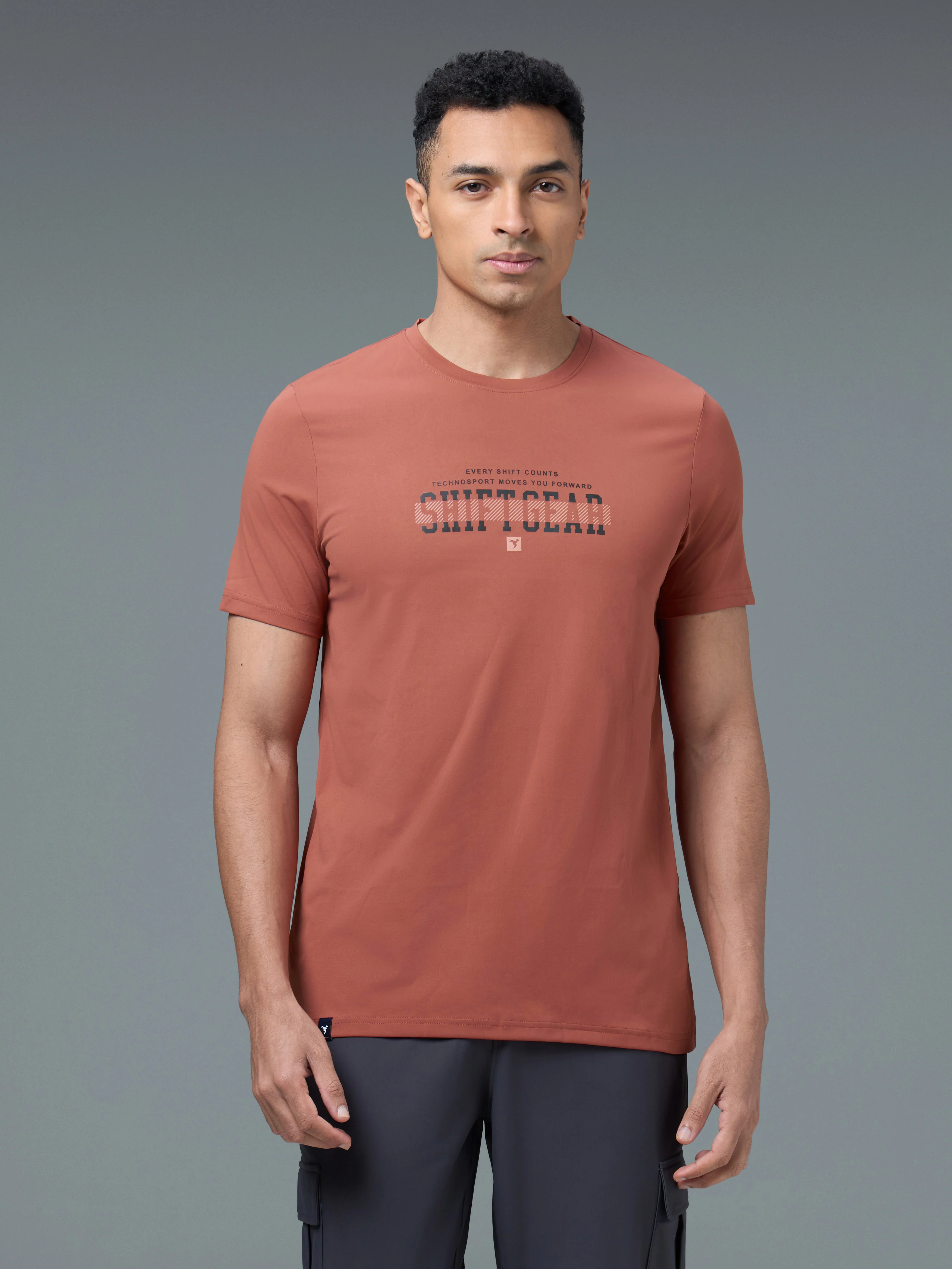 Men Printed Slim Fit Round Neck T-shirt with COTFLEX - Image 2