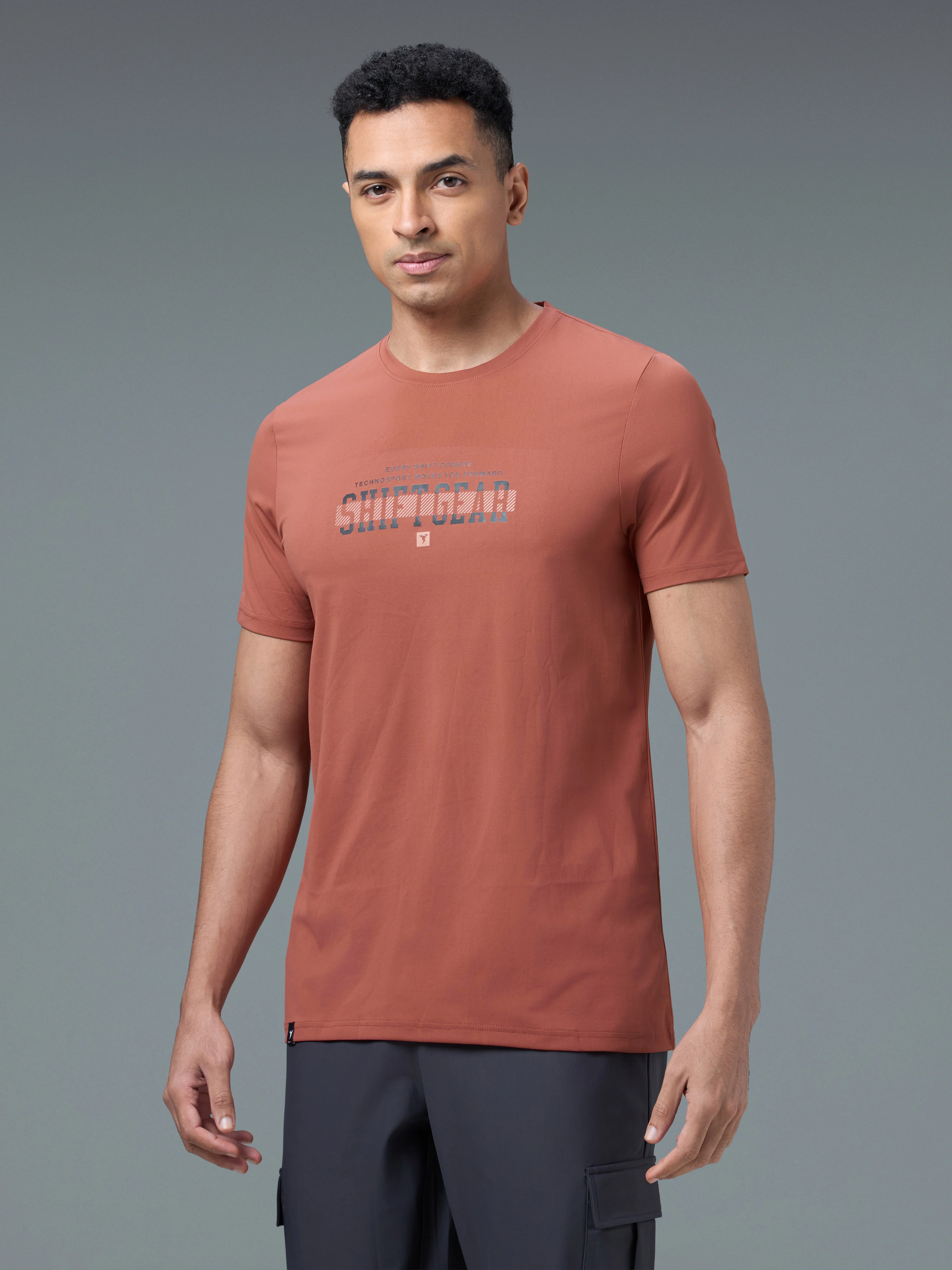 Men Printed Slim Fit Round Neck T-shirt with COTFLEX - Image 4