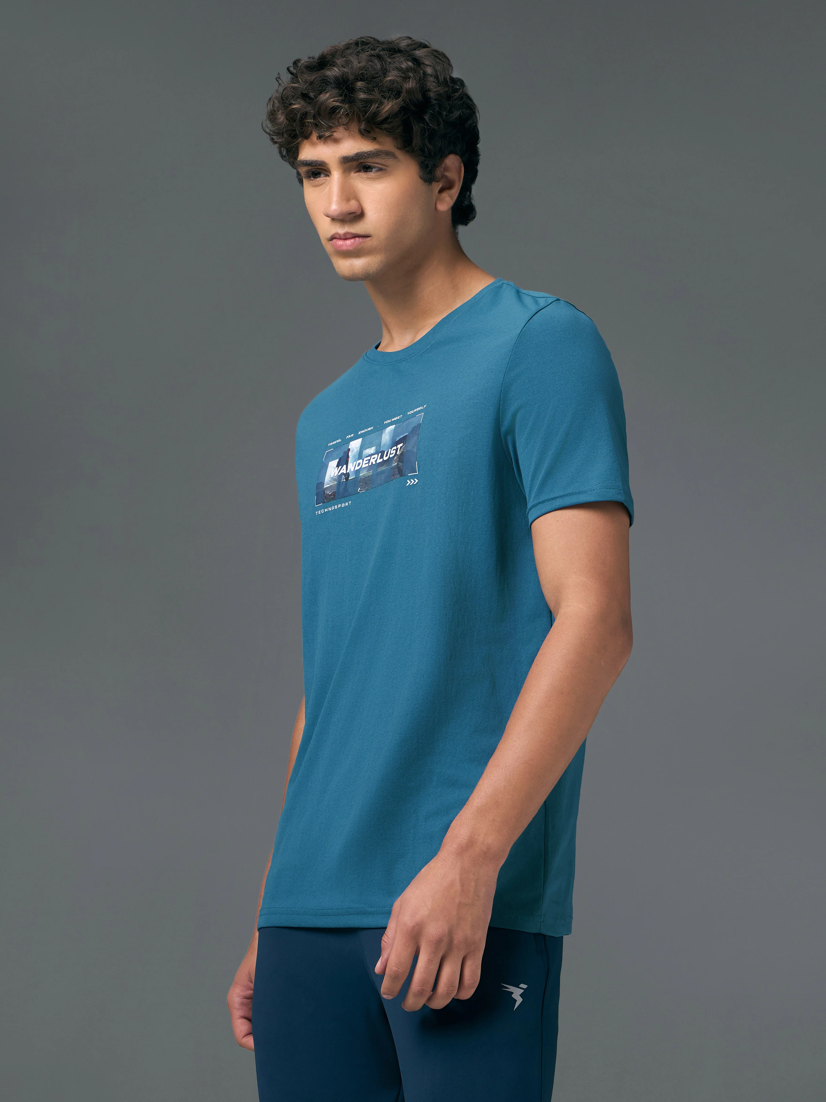 Men Printed Slim Fit Round Neck T-shirt with COTFLEX - Image 4