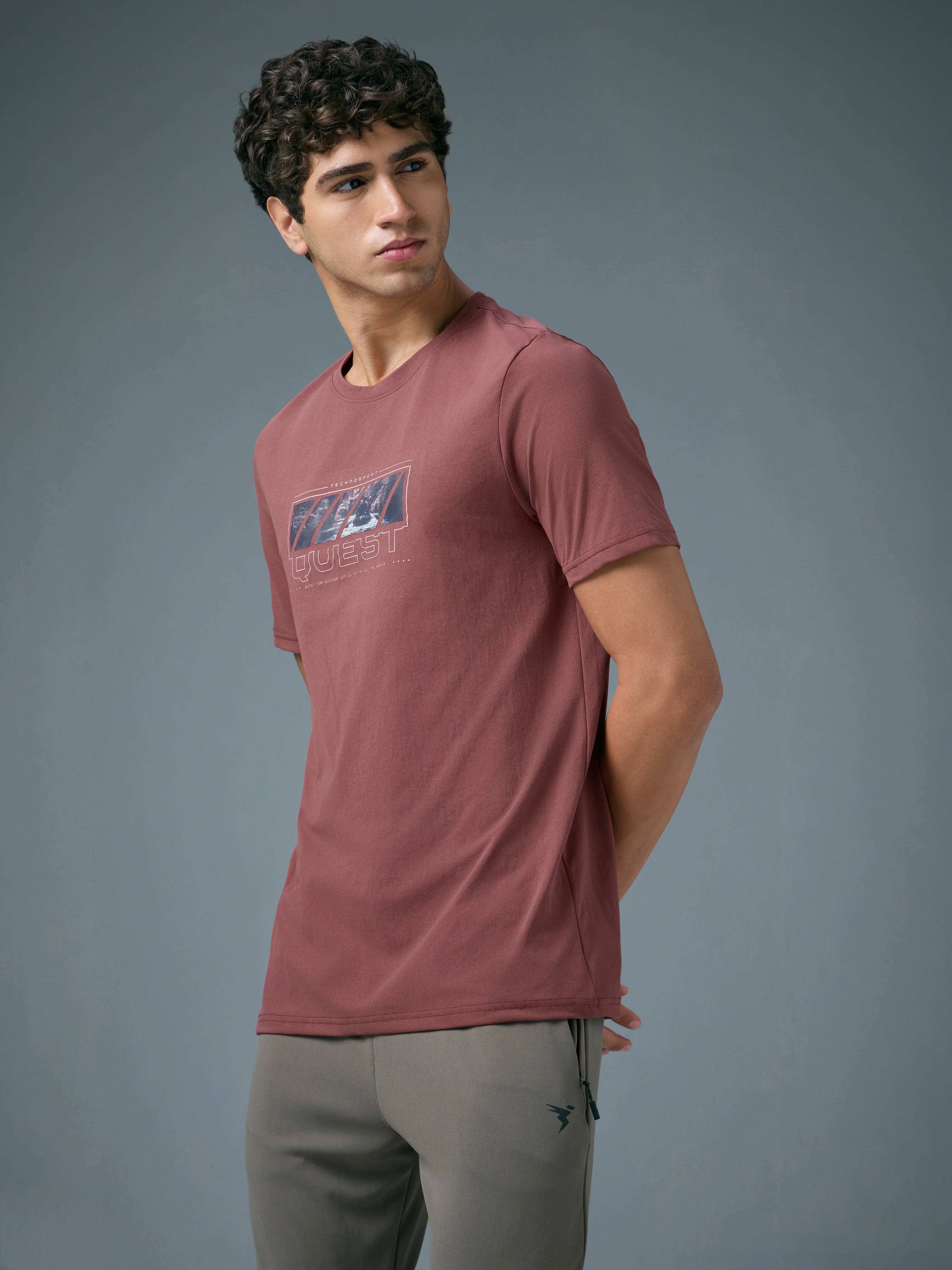Men Printed Slim Fit Round Neck T-shirt with COTFLEX - Image 4