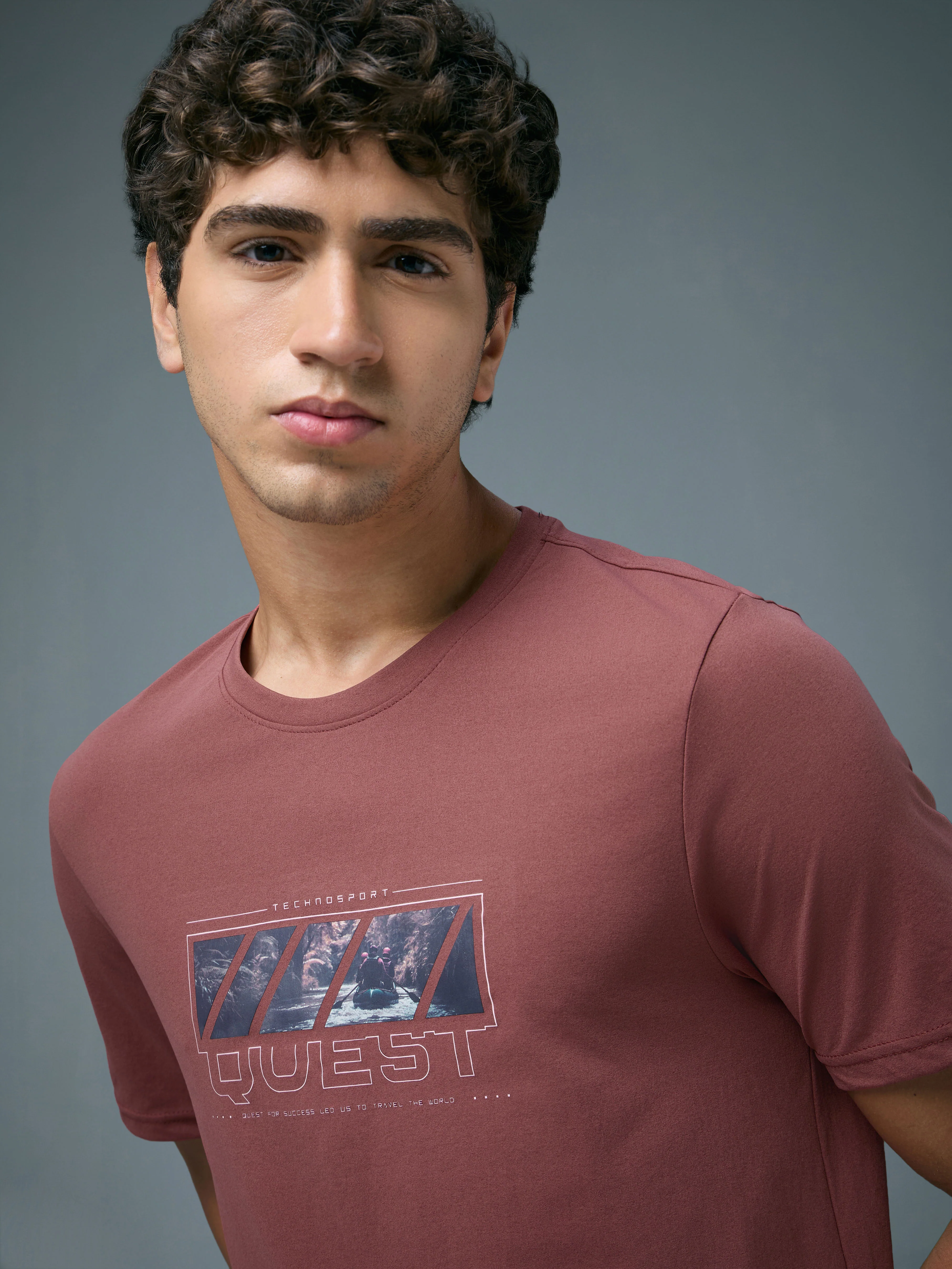 Men Printed Slim Fit Round Neck T-shirt with COTFLEX - Image 6
