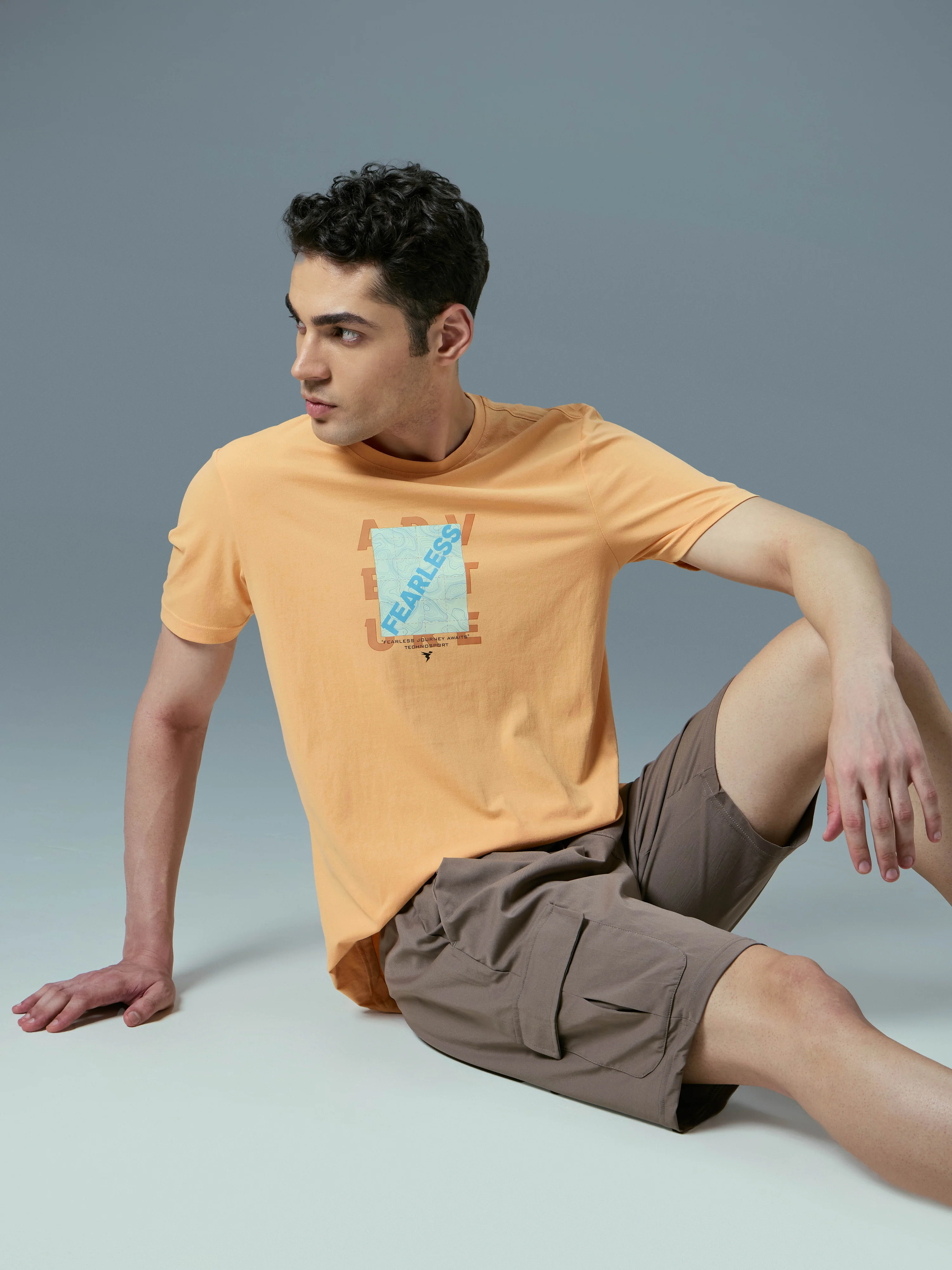 Men Printed Slim Fit Round Neck T-shirt with COTFLEX - Image 2