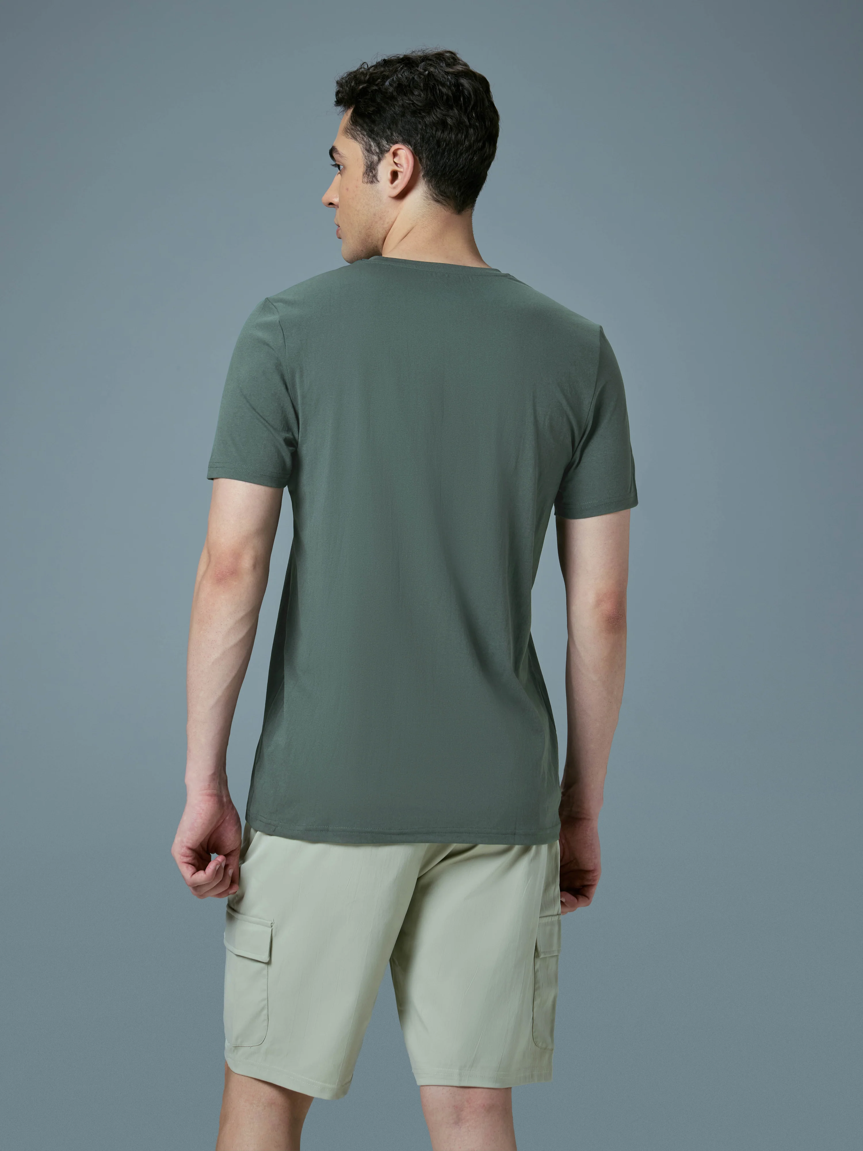 Men Printed Slim Fit Round Neck T-shirt with COTFLEX - Image 3