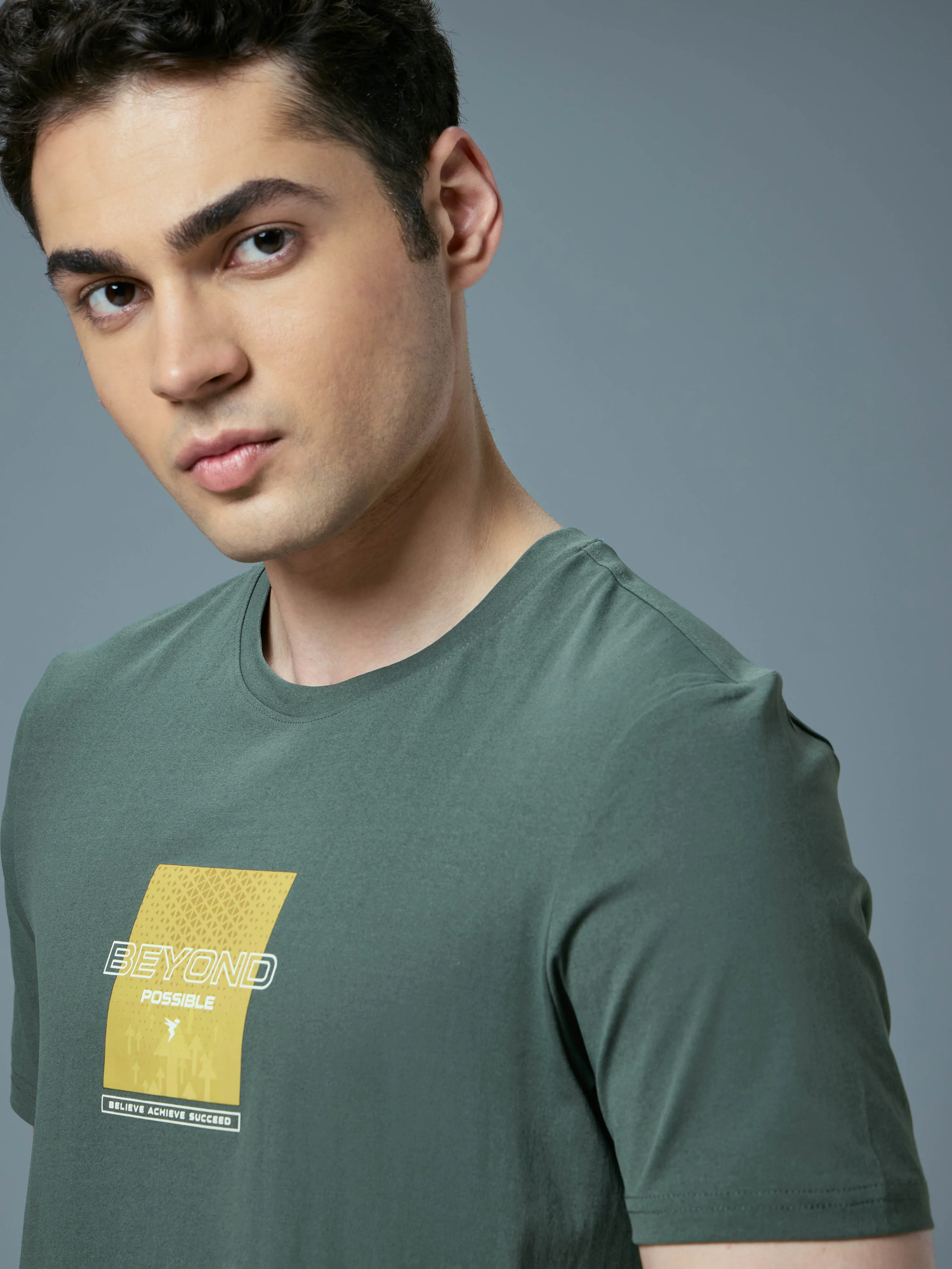 Men Printed Slim Fit Round Neck T-shirt with COTFLEX - Image 6