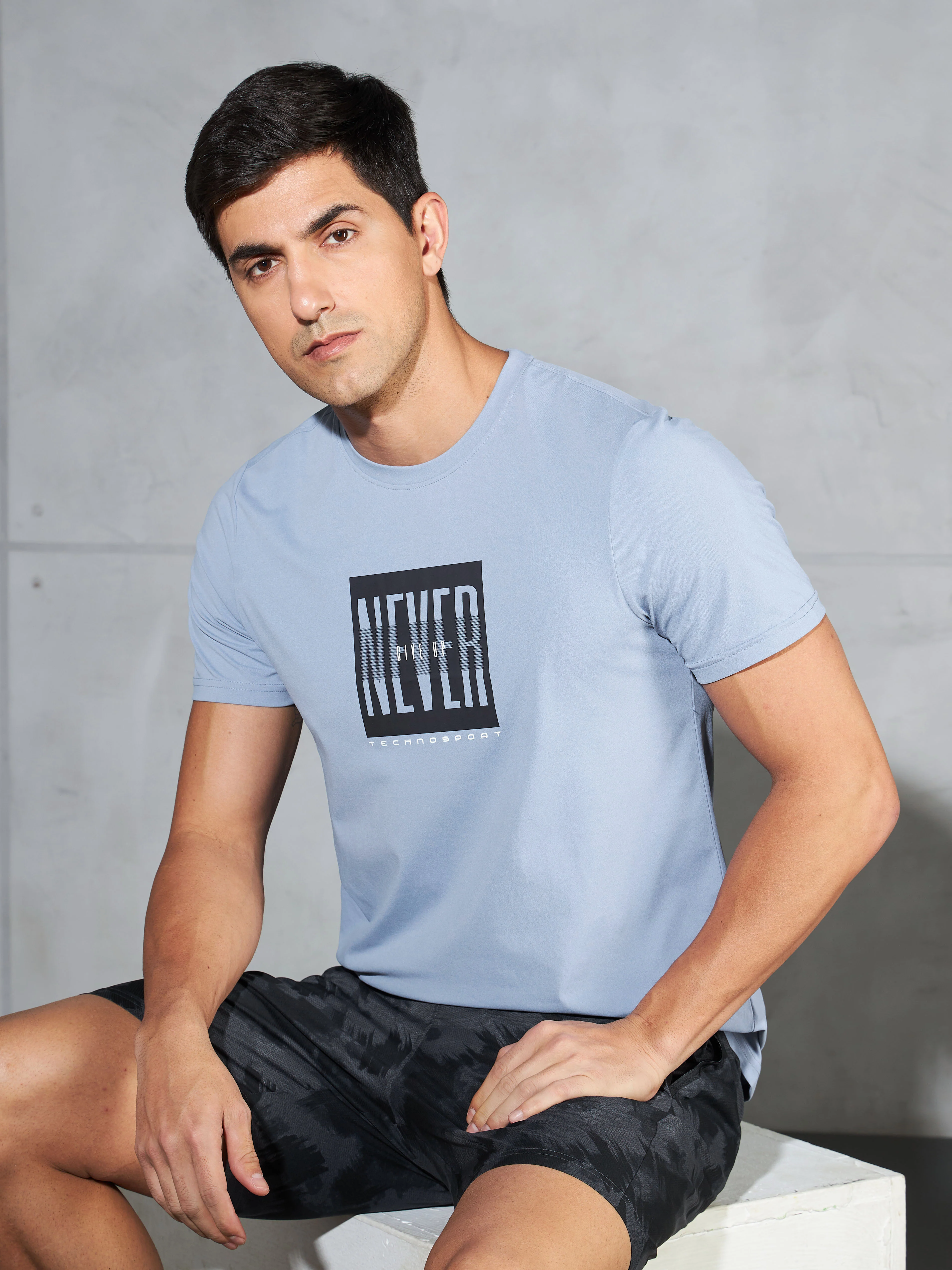 Men Printed Slim Fit Round Neck T-shirt with COTFLEX - Image 2