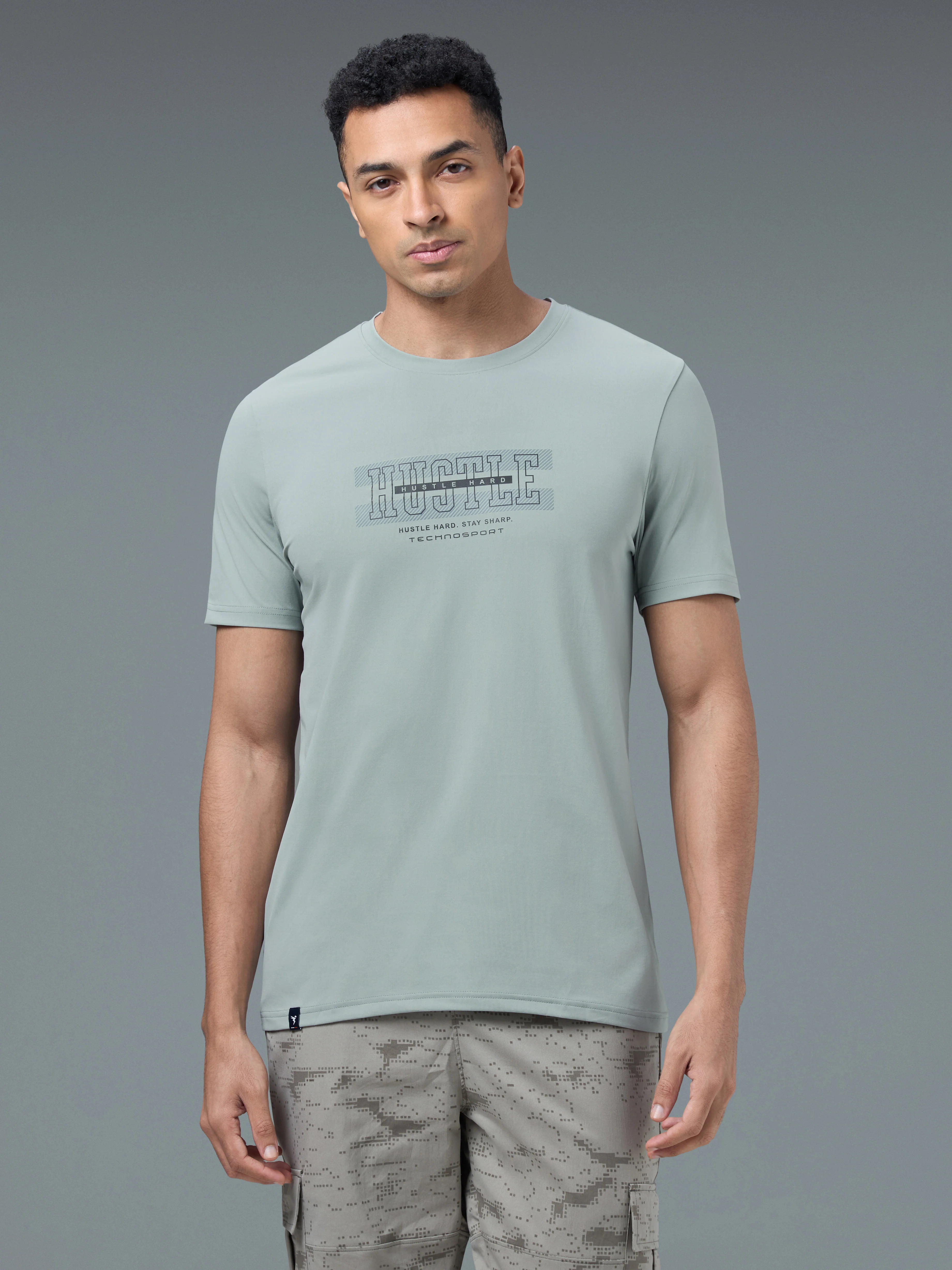 Men Printed Slim Fit Round Neck T-shirt with COTFLEX - Image 2
