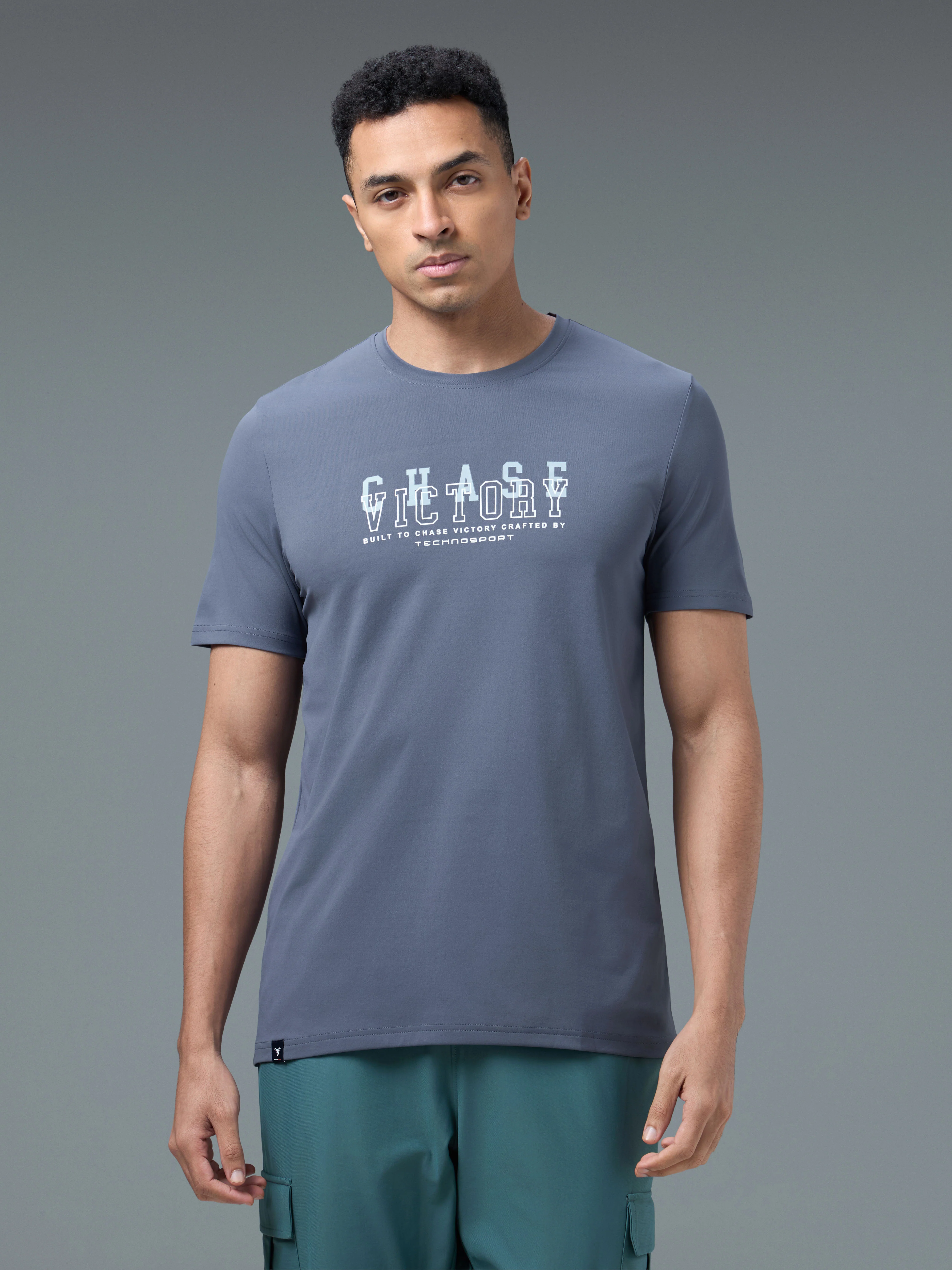 Men Printed Slim Fit Round Neck T-shirt with COTFLEX - Image 2