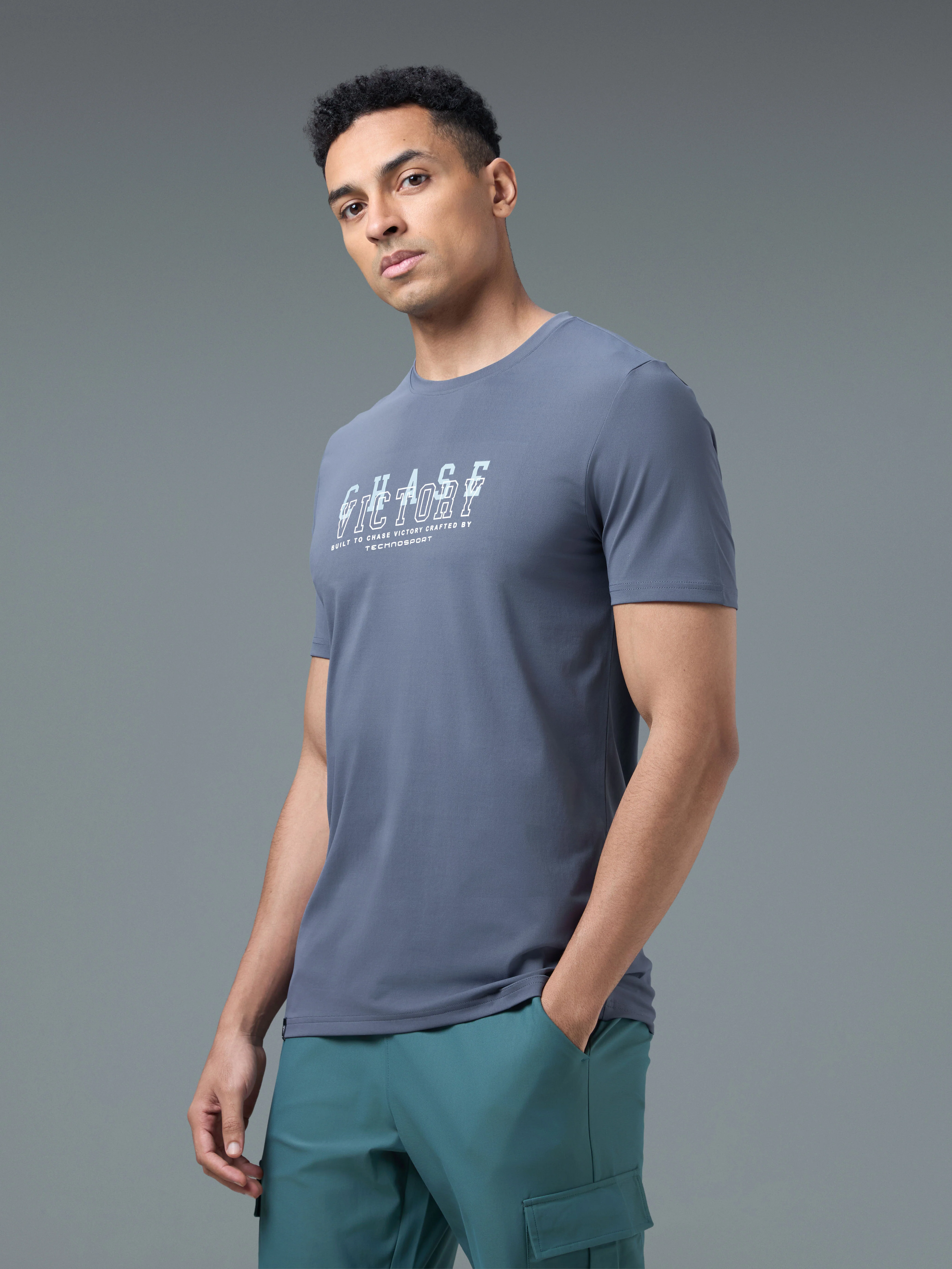 Men Printed Slim Fit Round Neck T-shirt with COTFLEX - Image 4