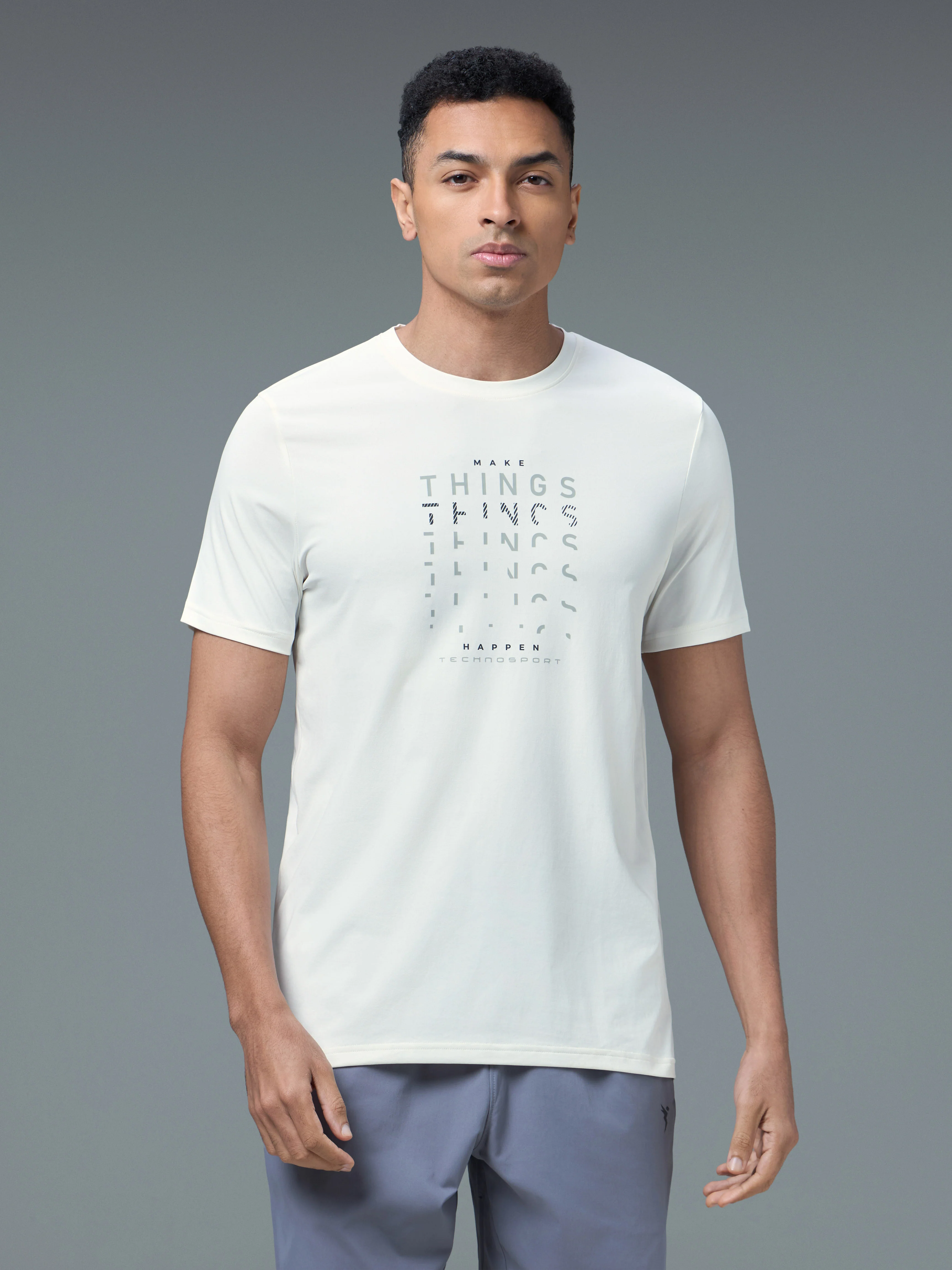 Men Printed Slim Fit Round Neck T-shirt with COTFLEX - Image 2