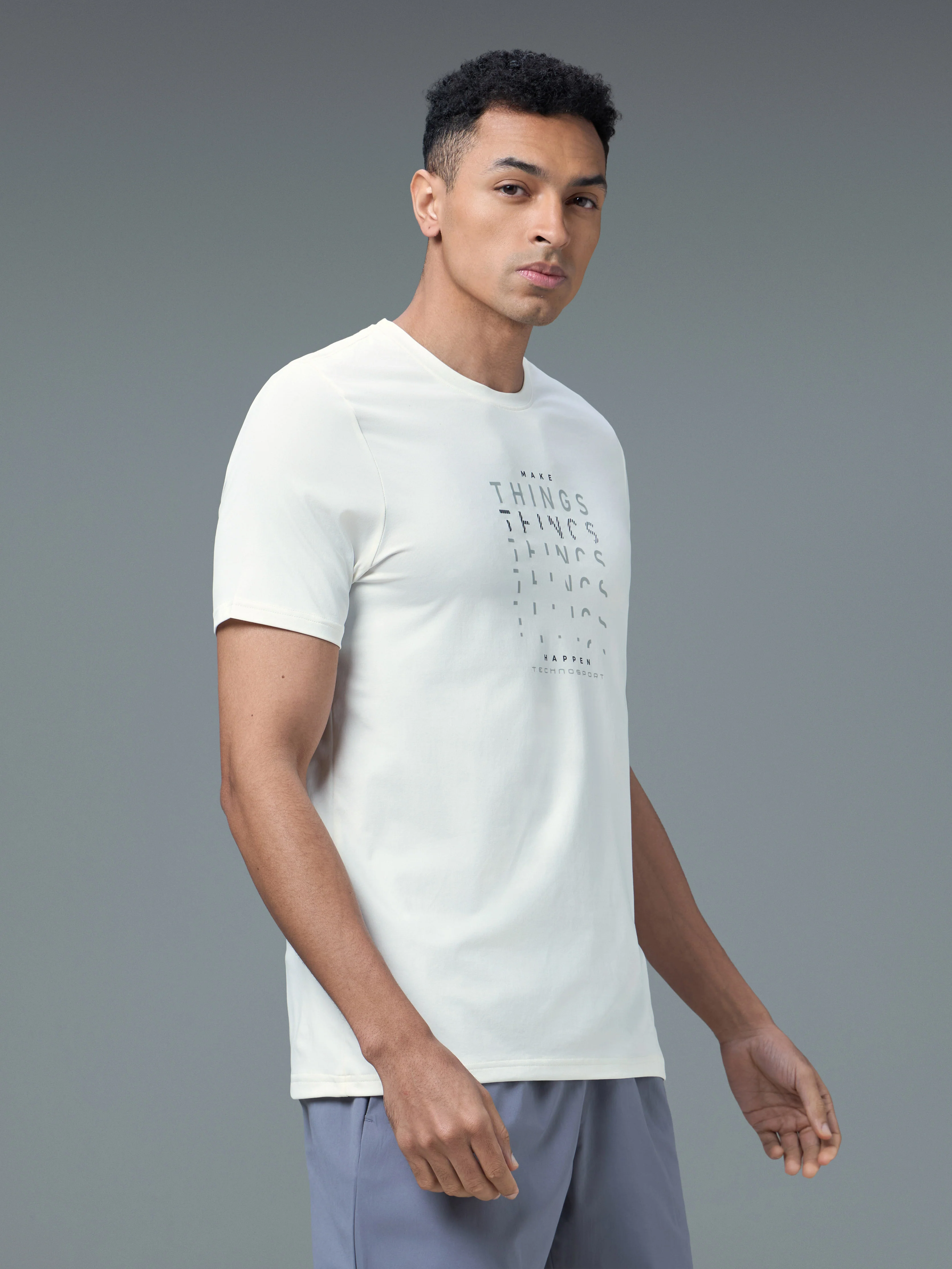 Men Printed Slim Fit Round Neck T-shirt with COTFLEX - Image 4