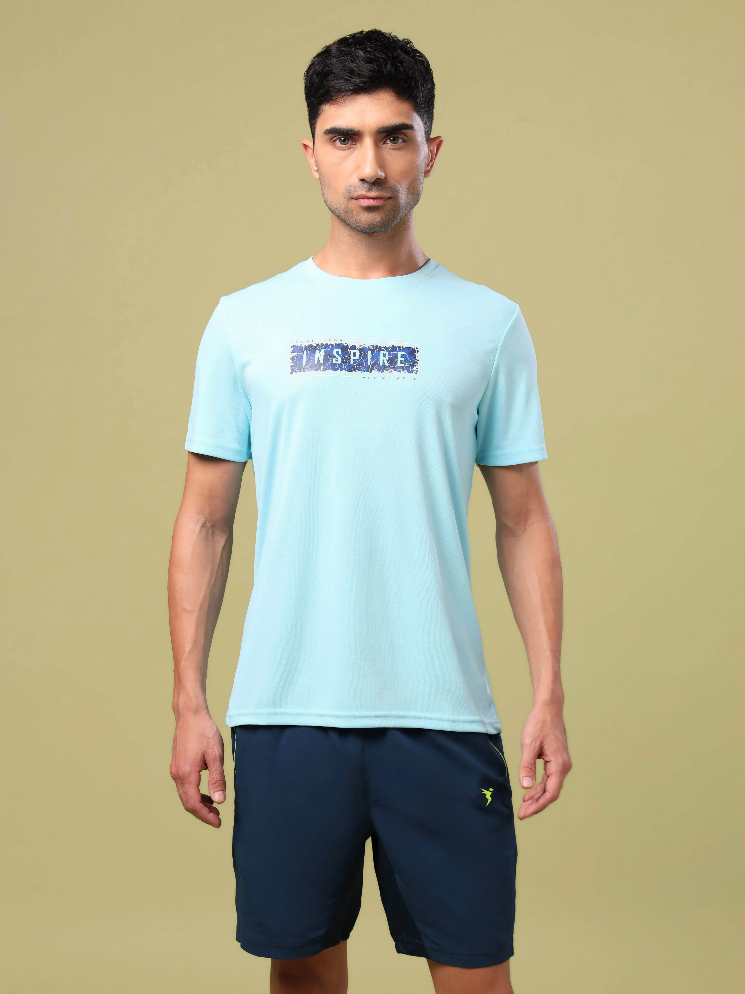 Men Printed Slim Fit Round Neck T-shirt with TECHNO COOL+ - Image 2