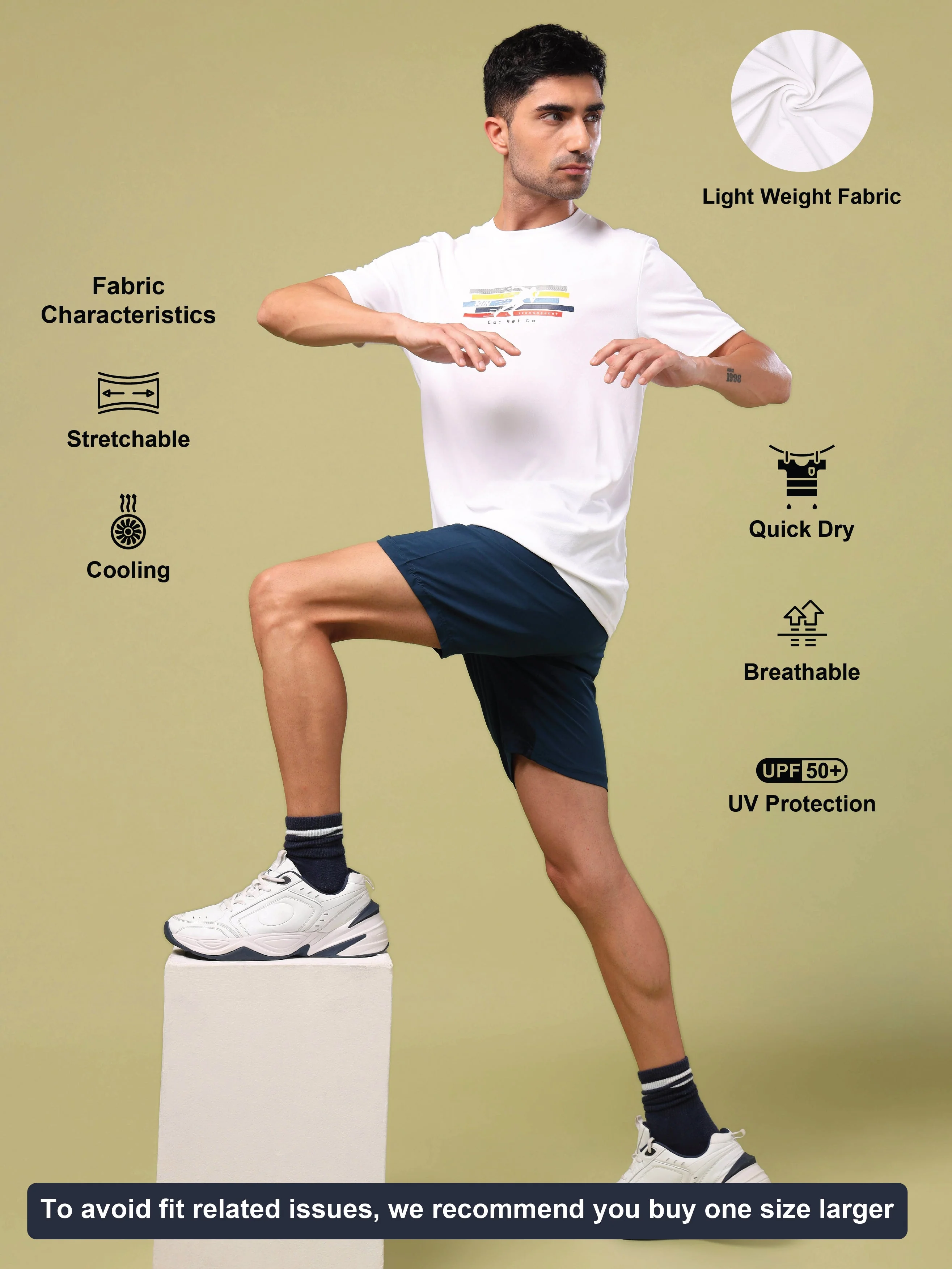 Men Printed Slim Fit Round Neck T-shirt with TECHNO COOL+ - Image 4