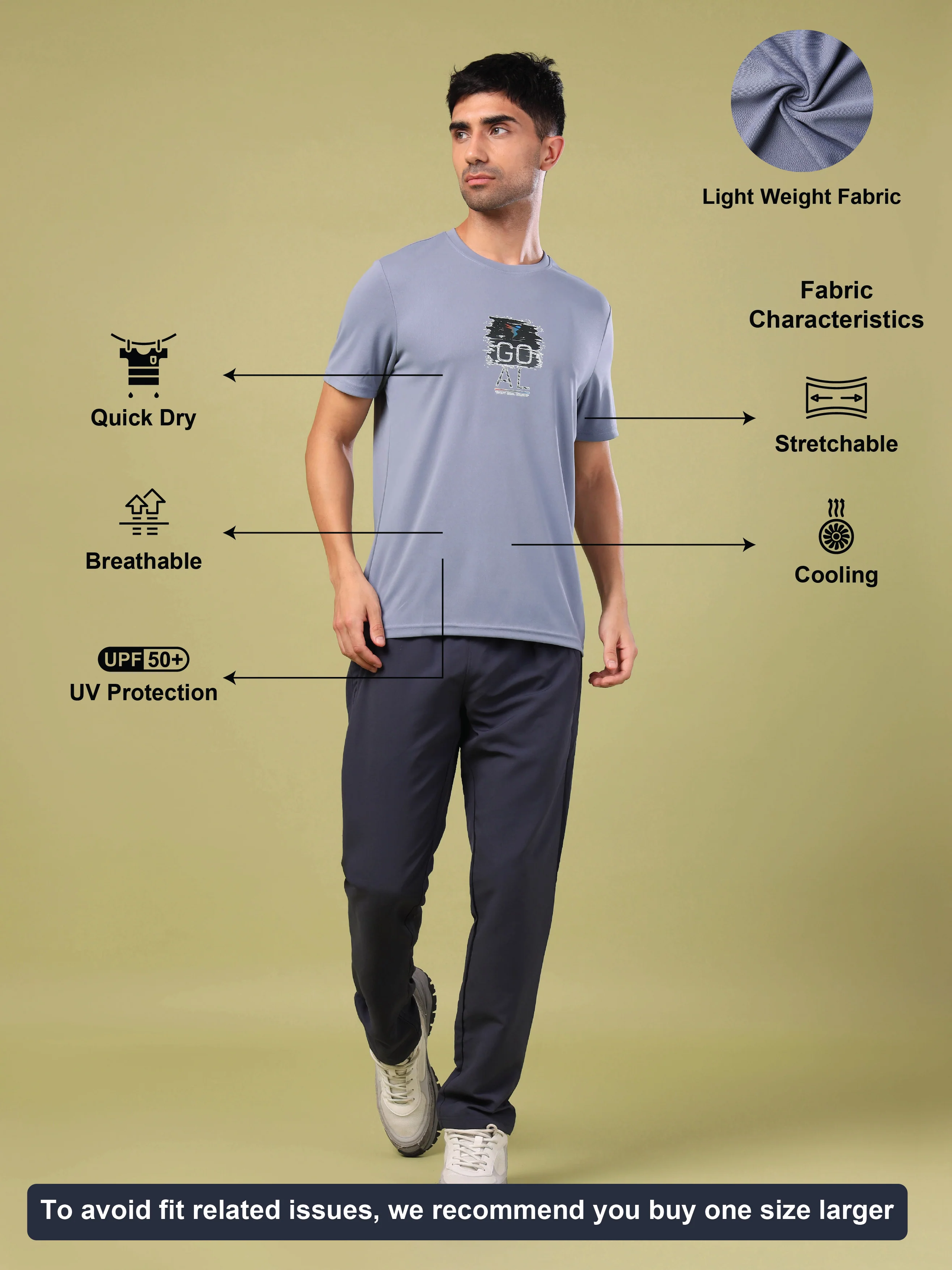Men Printed Slim Fit Round Neck T-shirt with TECHNO COOL+ - Image 4