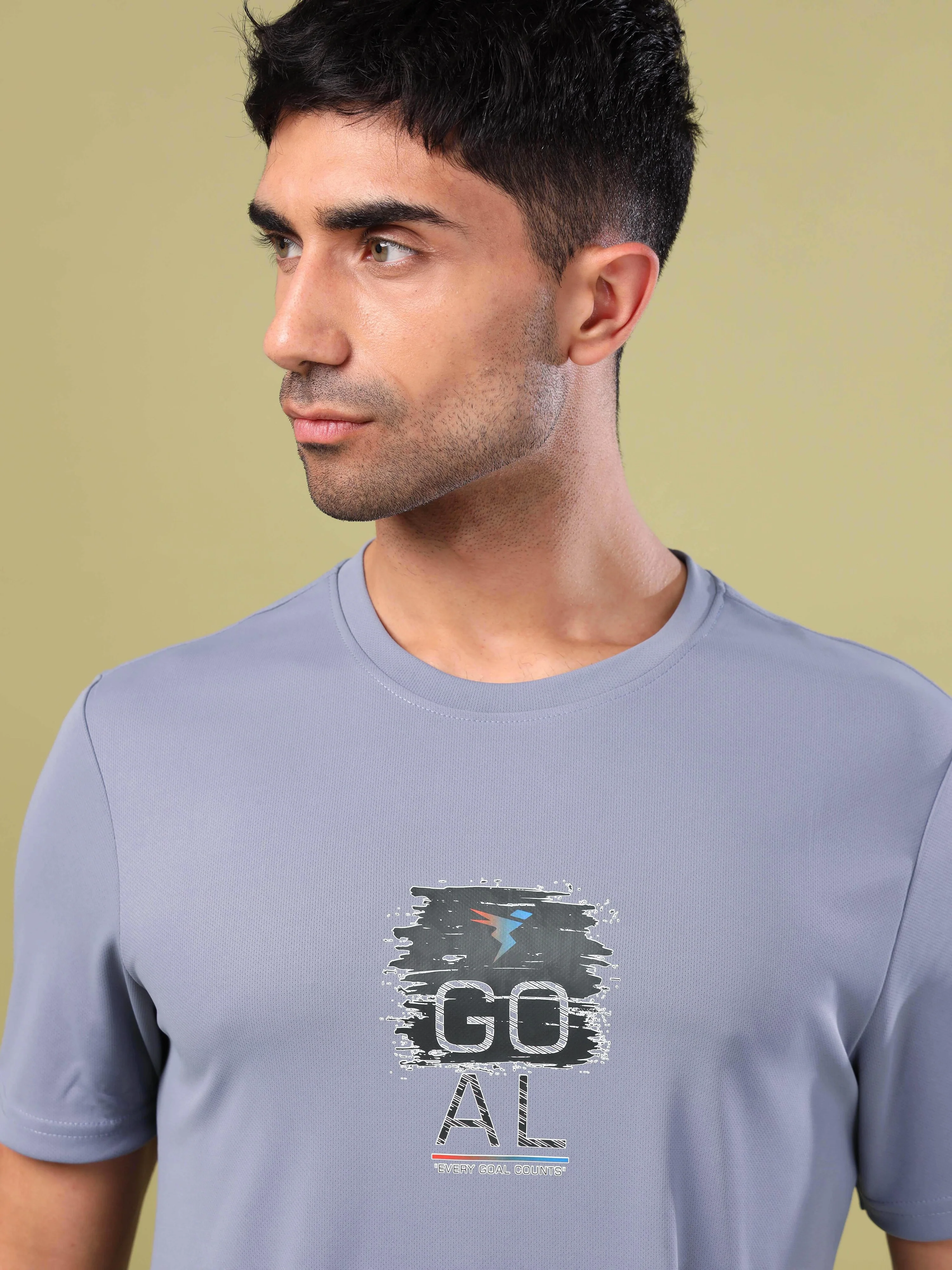 Men Printed Slim Fit Round Neck T-shirt with TECHNO COOL+ - Image 6