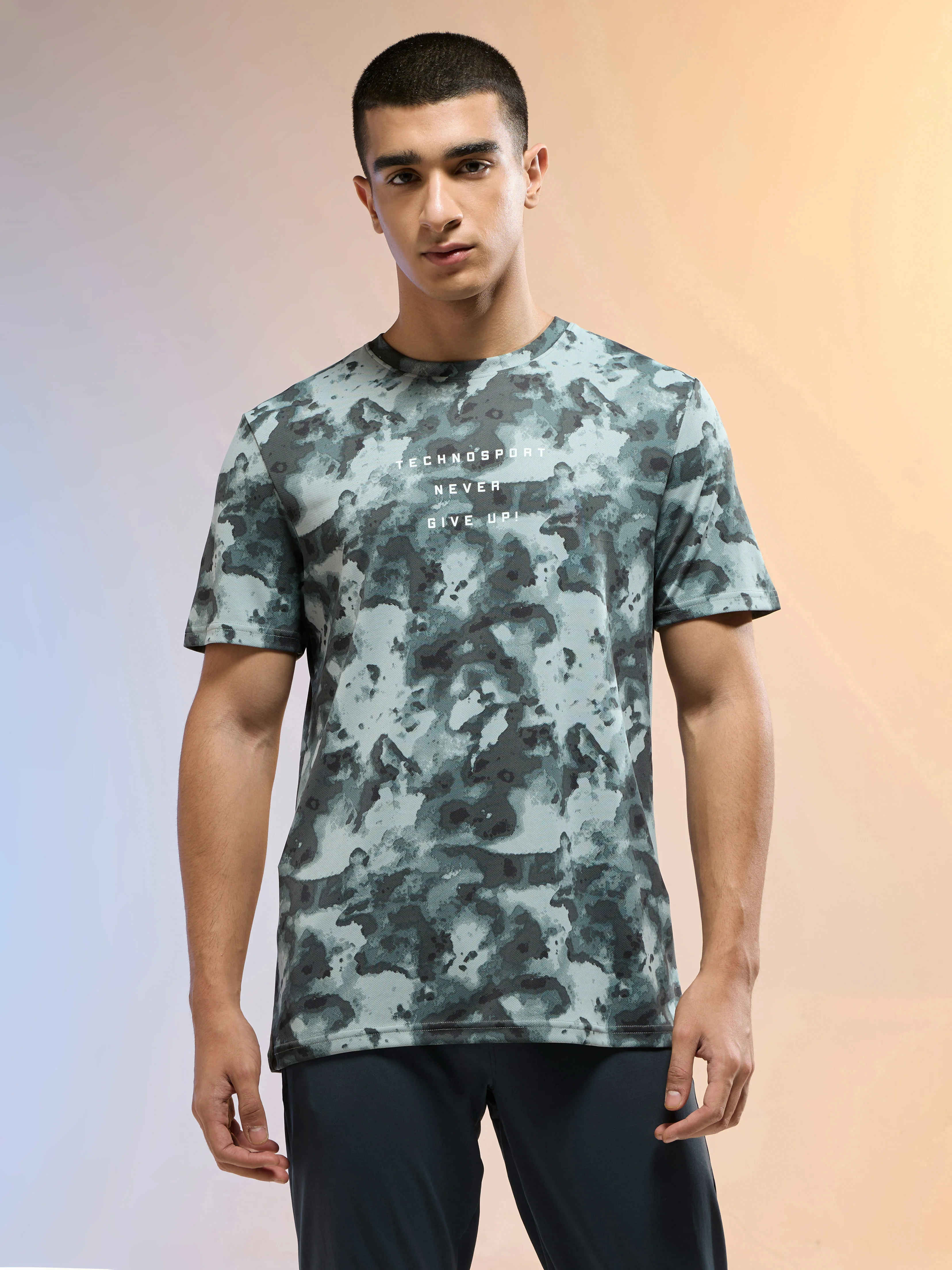 Men Printed Slim Fit Round Neck T-shirt with TECHNOCOOL+ - Image 2