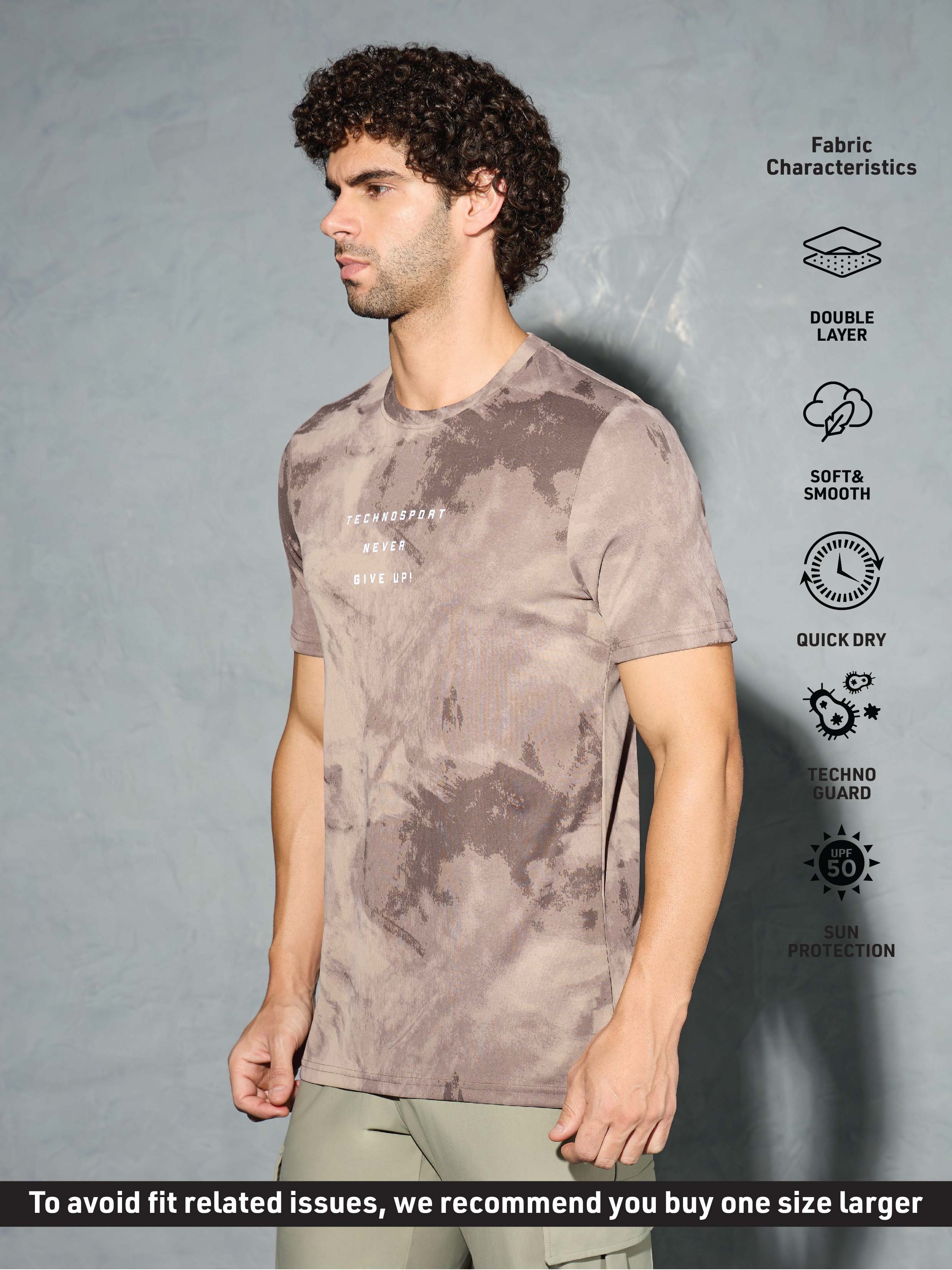 Men Printed Slim Fit Round Neck T-shirt with TECHNOCOOL+ - Image 3
