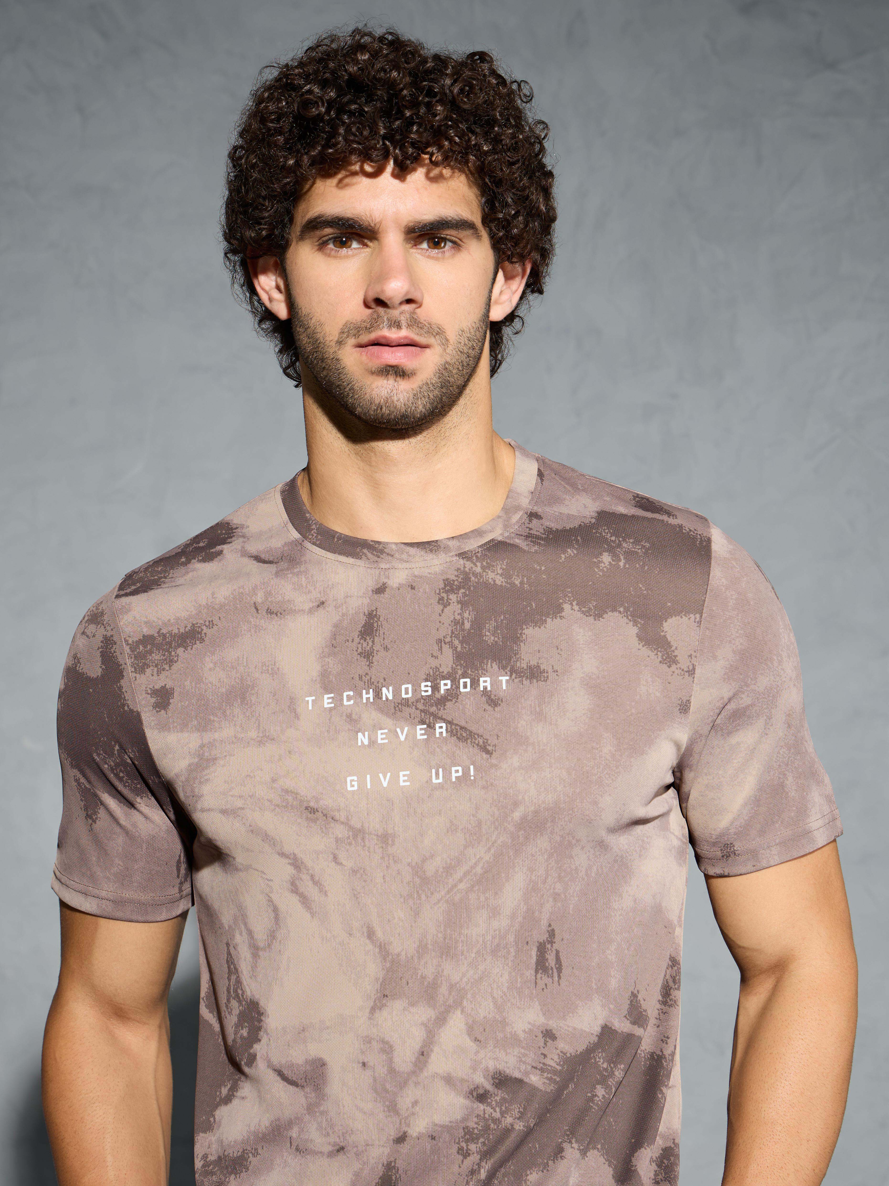 Men Printed Slim Fit Round Neck T-shirt with TECHNOCOOL+ - Image 5