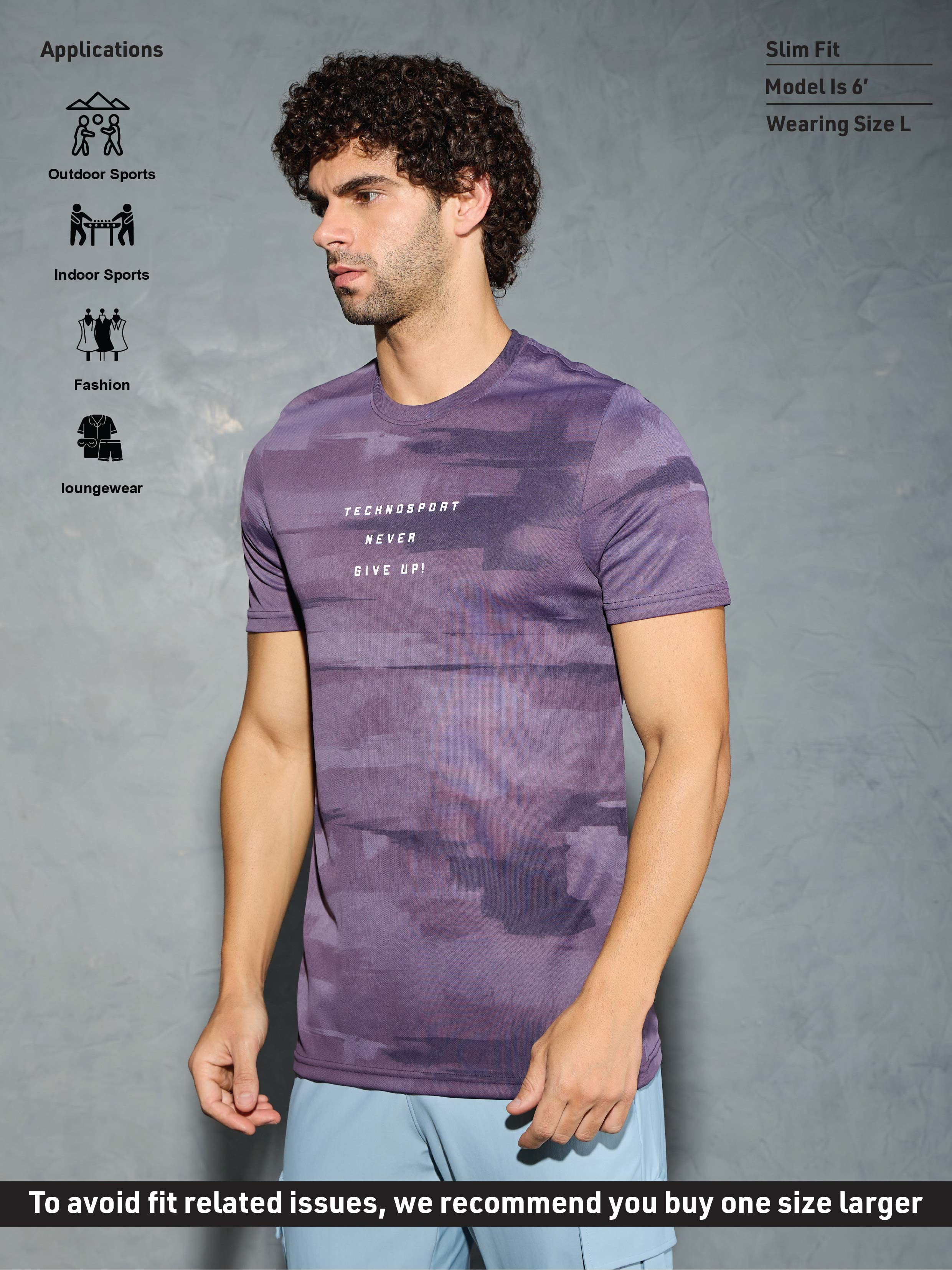 Men Printed Slim Fit Round Neck T-shirt with TECHNOCOOL+ - Image 4