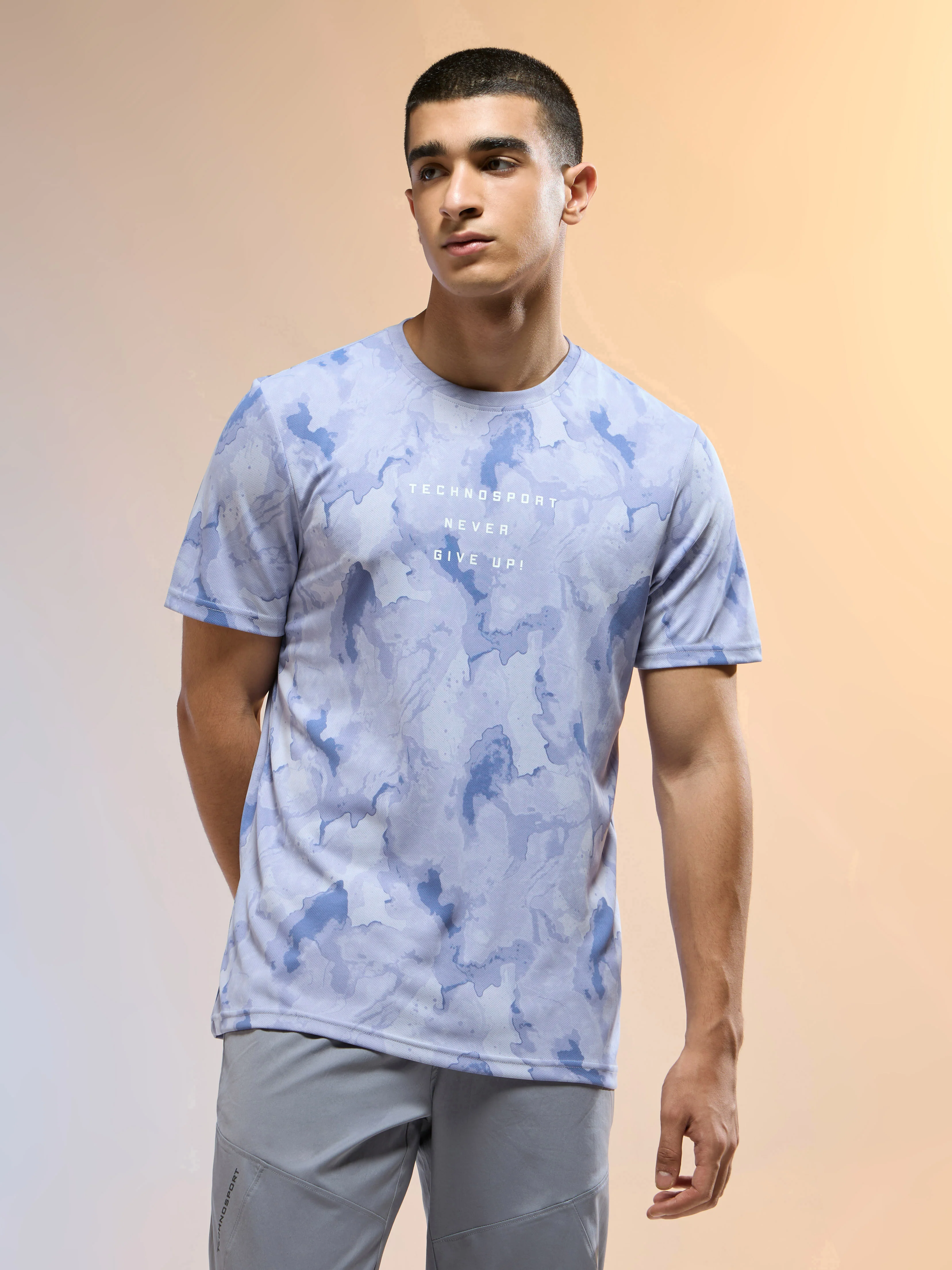 Men Printed Slim Fit Round Neck T-shirt with TECHNOCOOL+ - Image 2