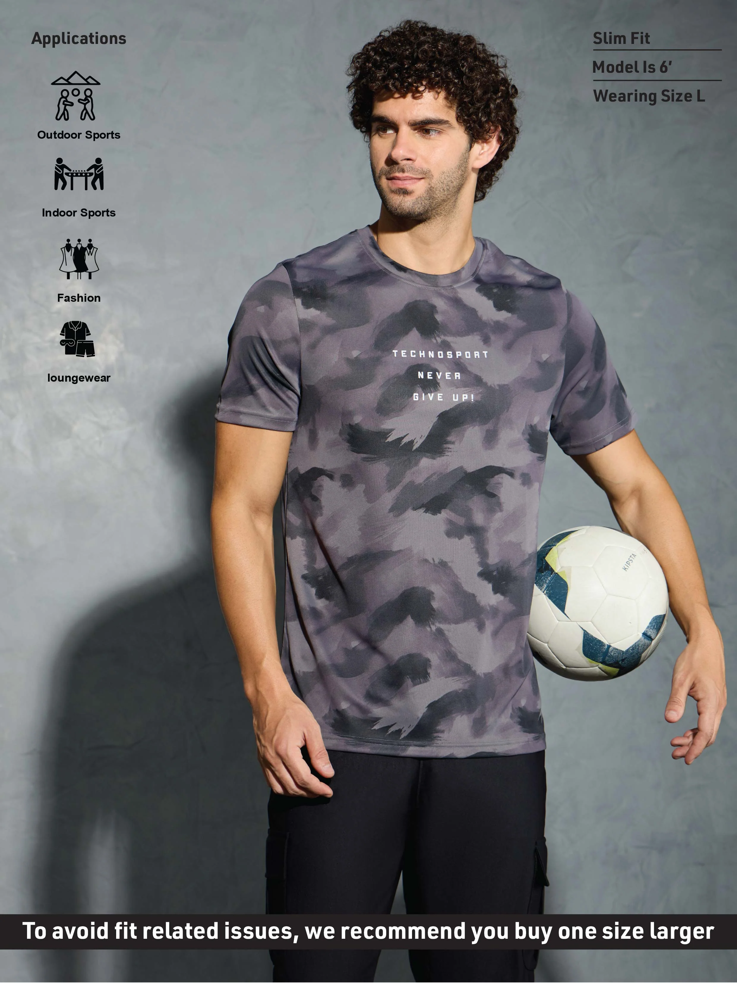 Men Printed Slim Fit Round Neck T-shirt with TECHNOCOOL+ - Image 4
