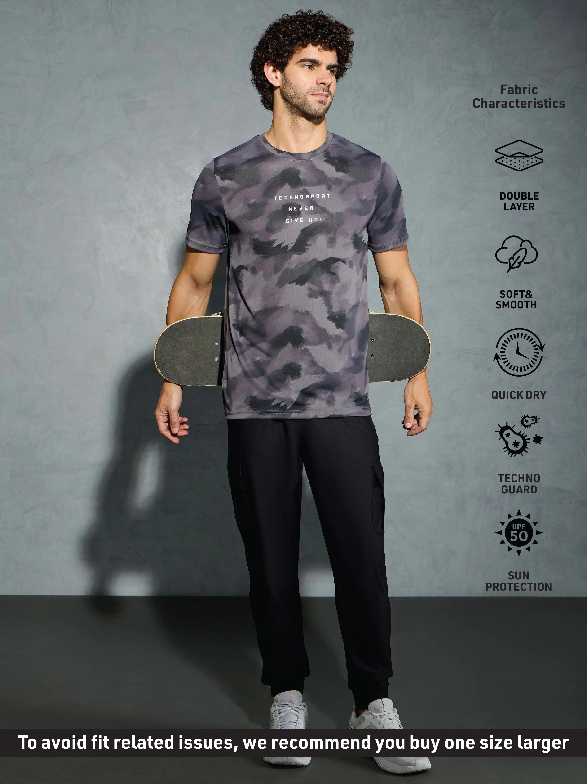 Men Printed Slim Fit Round Neck T-shirt with TECHNOCOOL+ - Image 5