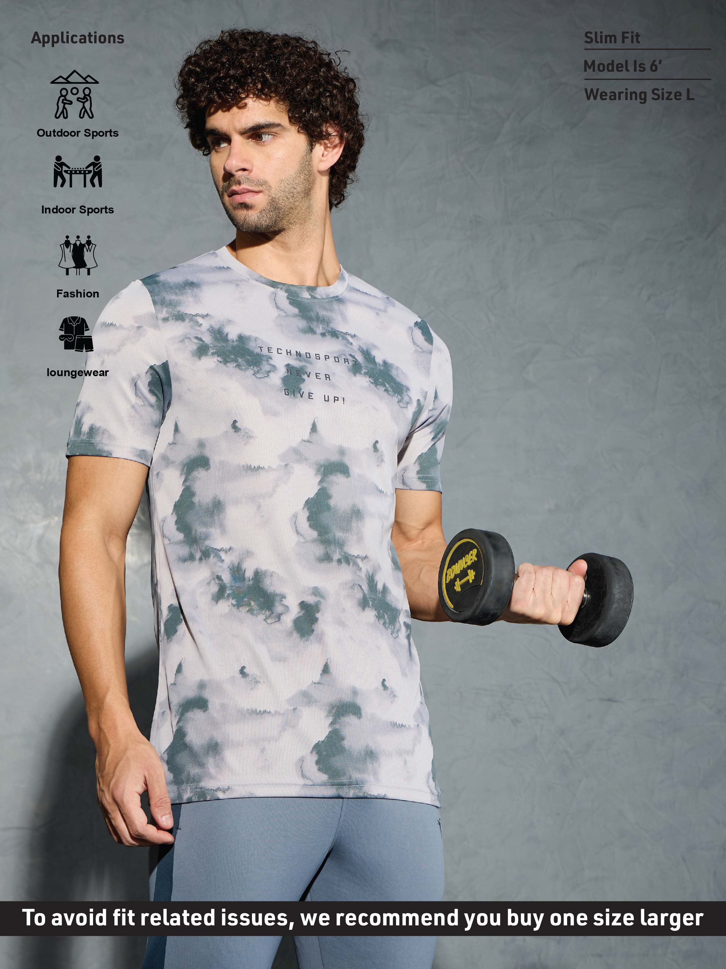 Men Printed Slim Fit Round Neck T-shirt with TECHNOCOOL+ - Image 5