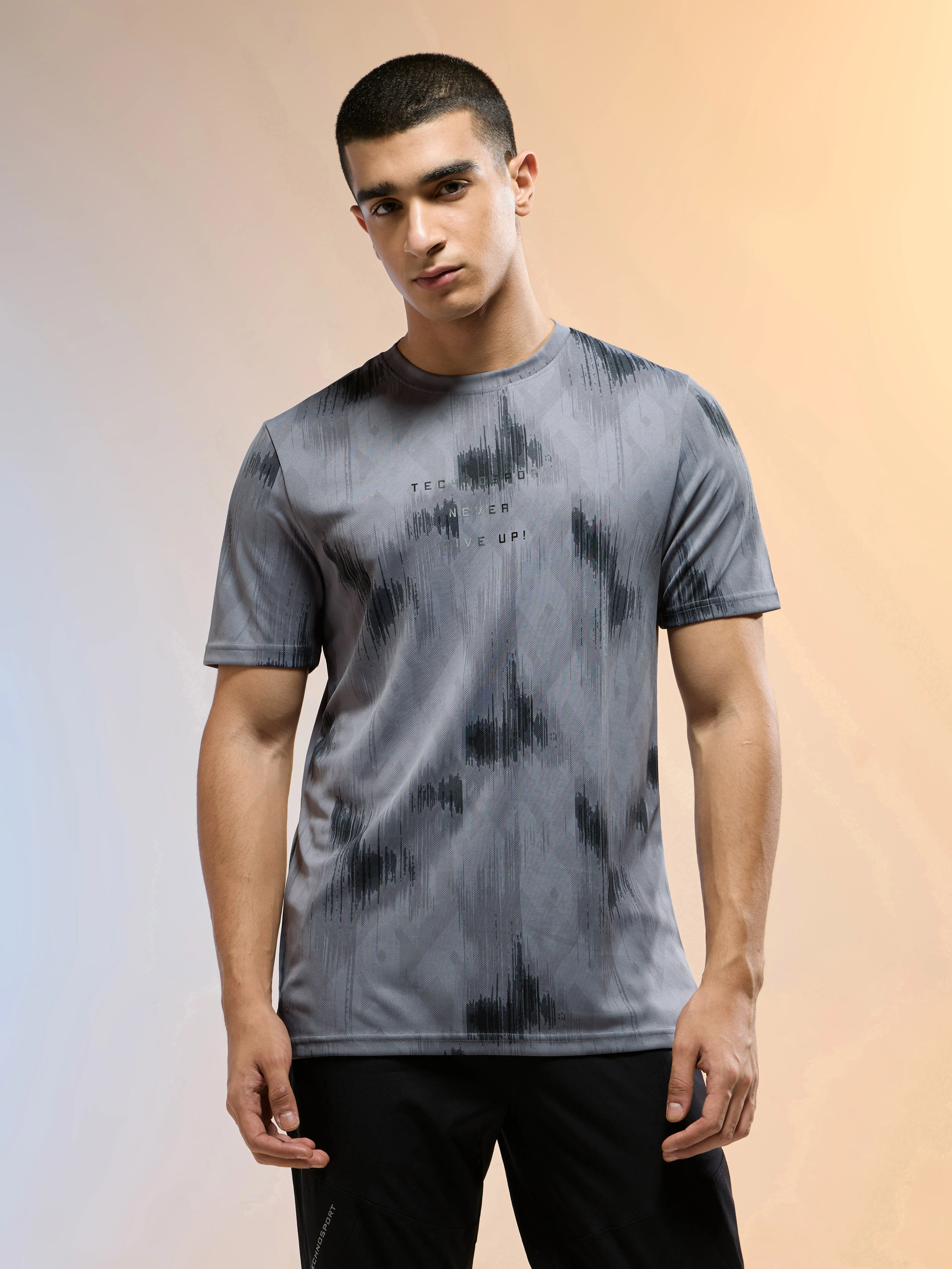 Men Printed Slim Fit Round Neck T-shirt with TECHNOCOOL+ - Image 2