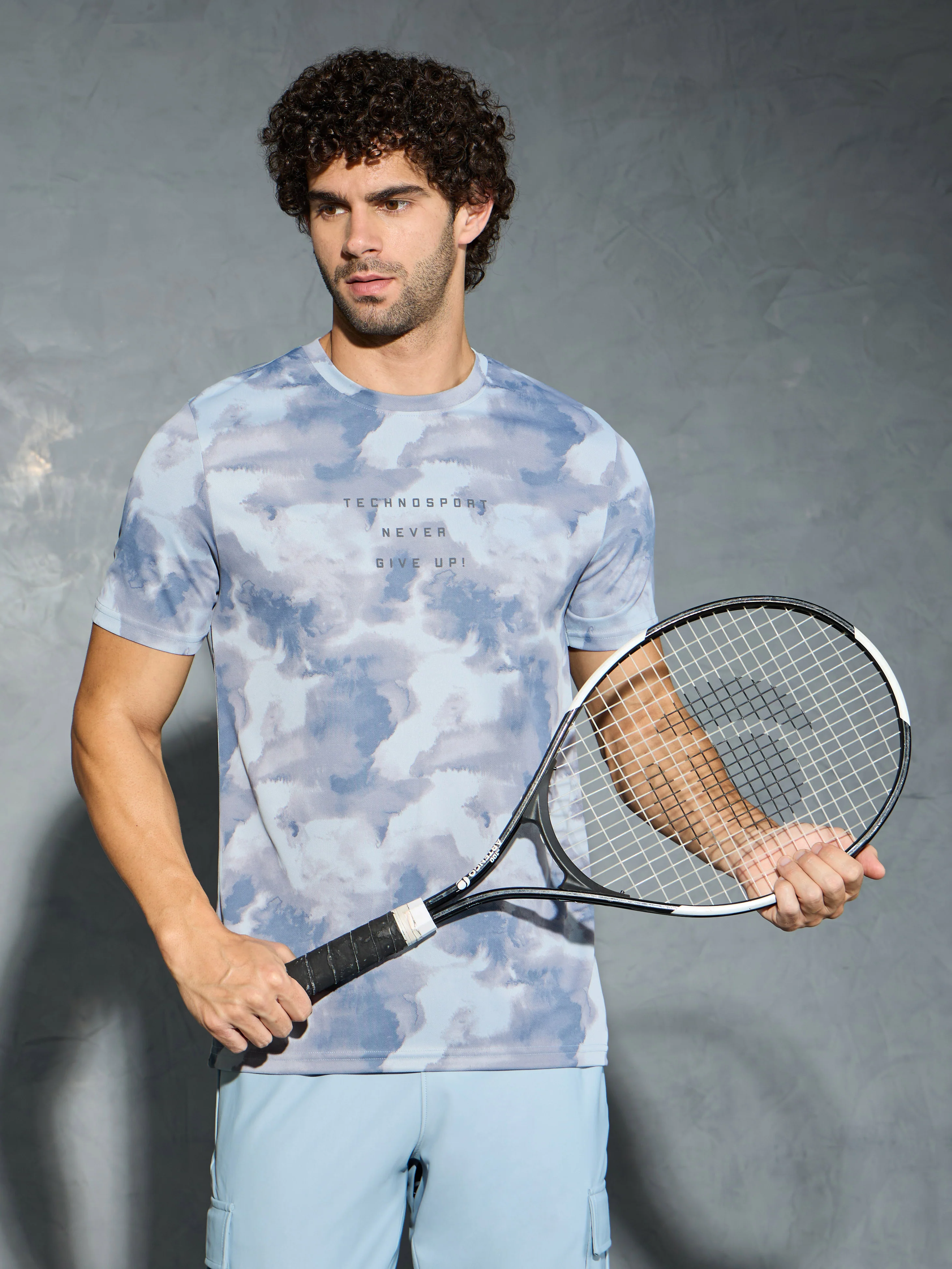 Men Printed Slim Fit Round Neck T-shirt with TECHNOCOOL+ - Image 2